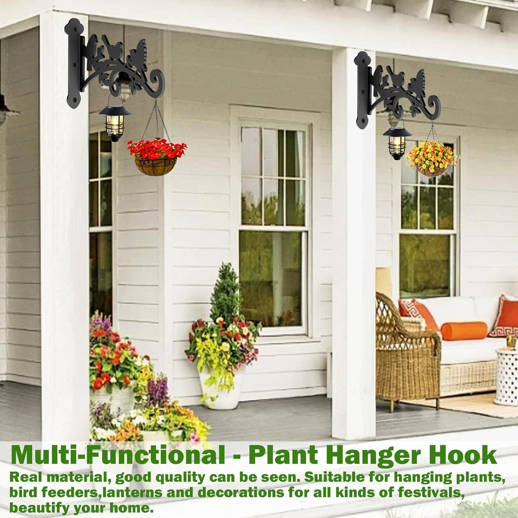 2 Pack Hanging Plant Hanger Outdoor 12-in Bird Feeder Wall Hooks - Heavy Duty Metal Plant Bracket Hook for Hanging Flower Baskets,Wind Chime