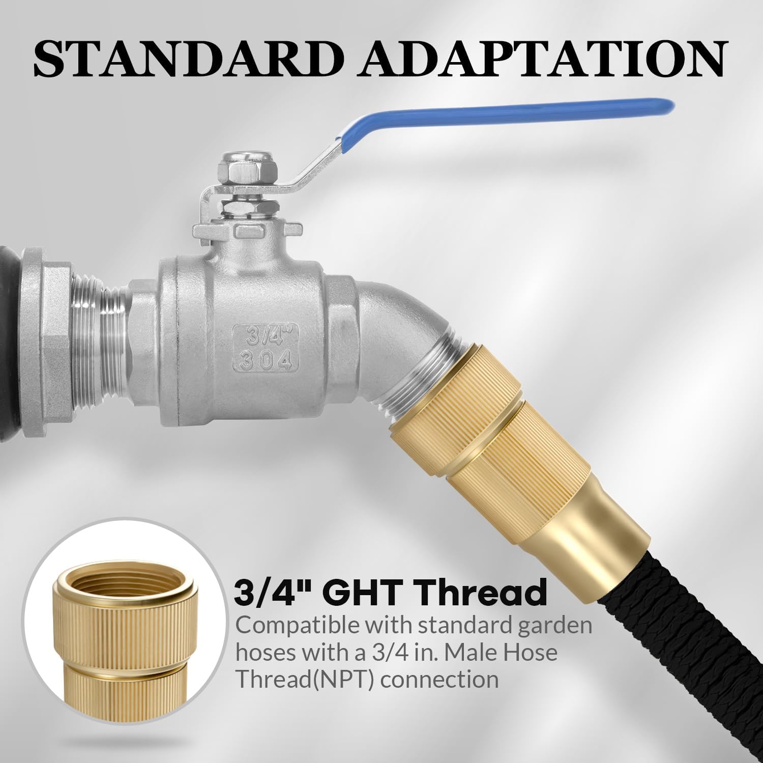 Rain Barrel Spigot Kit High Flow Water Barrel Faucet 3/4"NPT to 3/4"GHT 304 Lead-Free Compliant Stainless Steel Faucet for Rain Barrels,Rain Barrel Quarter Turn Spigot with Bulkhead Fitting