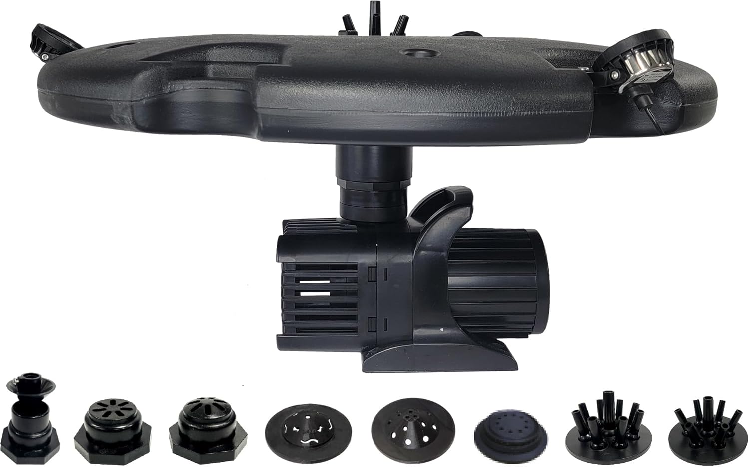 HALF OFF PONDS Floating Fountain – 1.5 HP Pond Aerator with 100' Cord – 12,500 GPH Water Pump –11 Spray Patterns - Energy-Efficient - White LED Lights - for Large Ponds, Lakes & Water Gardens