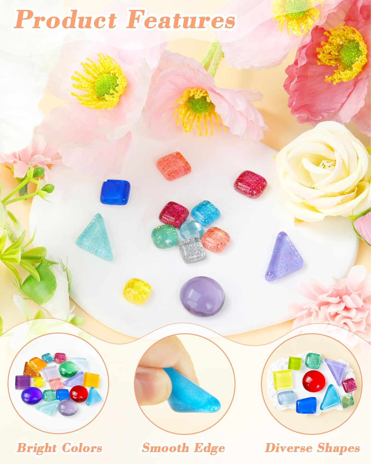 FIVEIZERO 420g Mosaic Tiles for Crafts - 280Pcs Glass Mosaic Kits, Mixed Shapes Mosaic Glass Pieces for Art, Irregular Tiny Mosaic Tile for DIY Projects, Home Decoration(Blue)