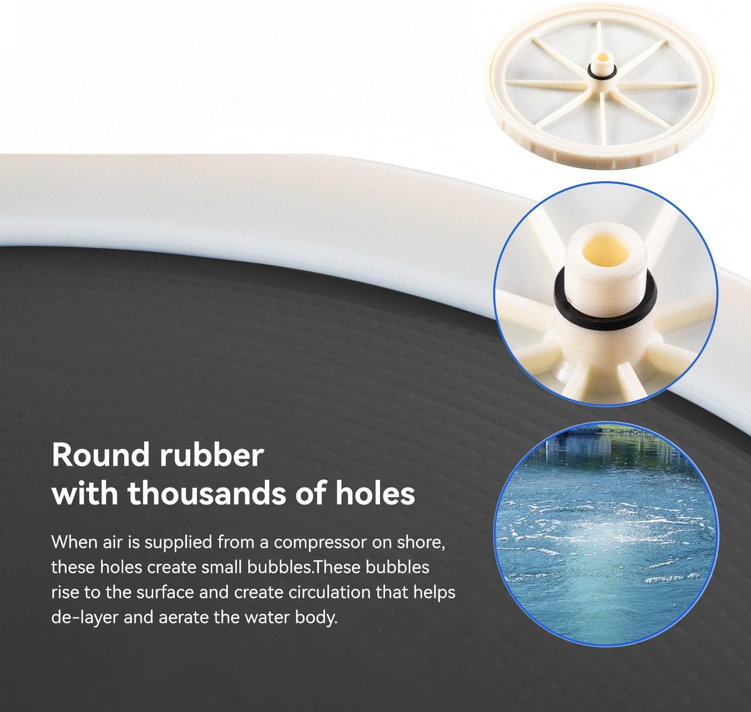 Pond & Lake Aeration Accessories, Pond DiffuserStainless Steel Chassis, Silicone Membrane Diffuser 1Pcs (Black EPDM)