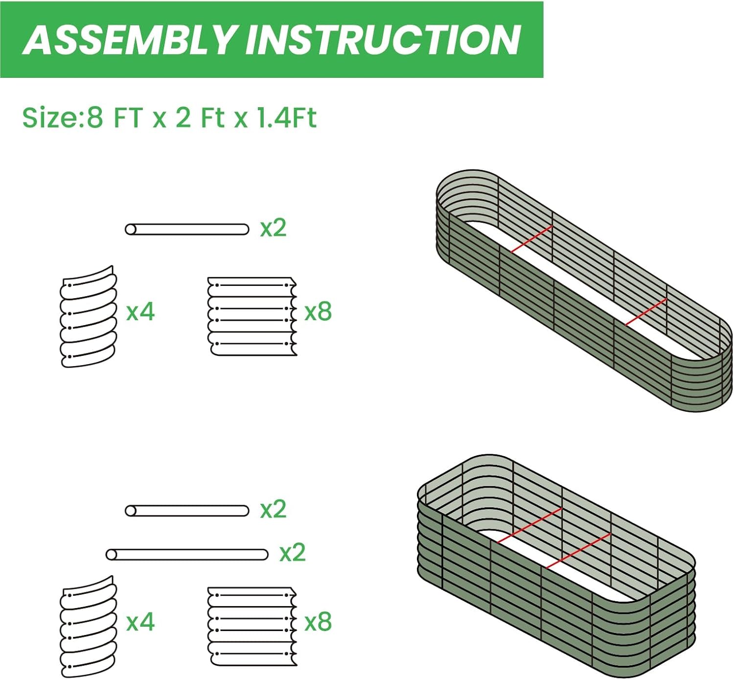 Raised Garden Bed Kit 8×2×1.4 FT Magnesium-Aluminum-Zinc Stainless Steel Metal Planter Box for Planting Outdoor Plants Vegetables (Crackle Gold)
