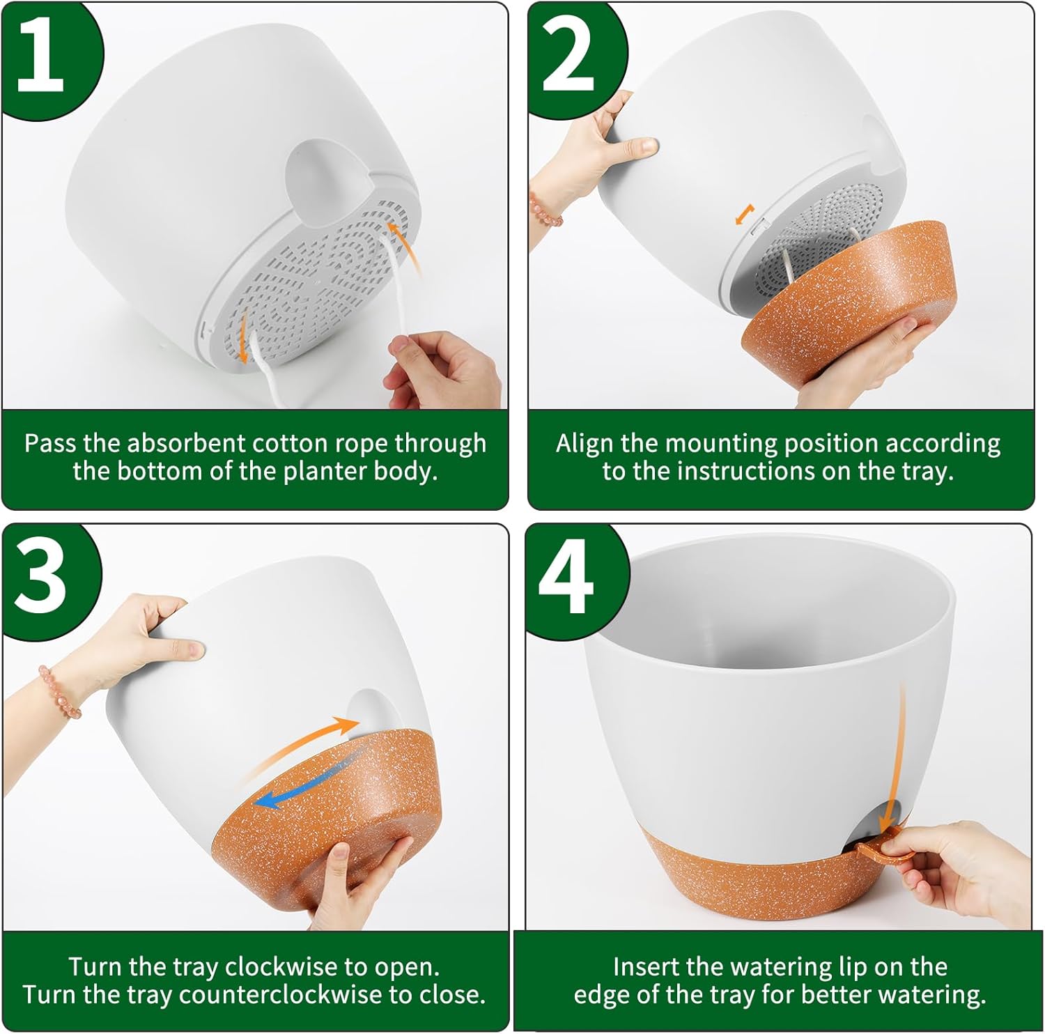 GARDIFE 12 inch planters, Plant Pots,Self Watering Pots, 2 Pack Large Plastic Flower pots with Deep Reservior and High Drainage Holes for Indoor Outdoor Plants and Flowers, White