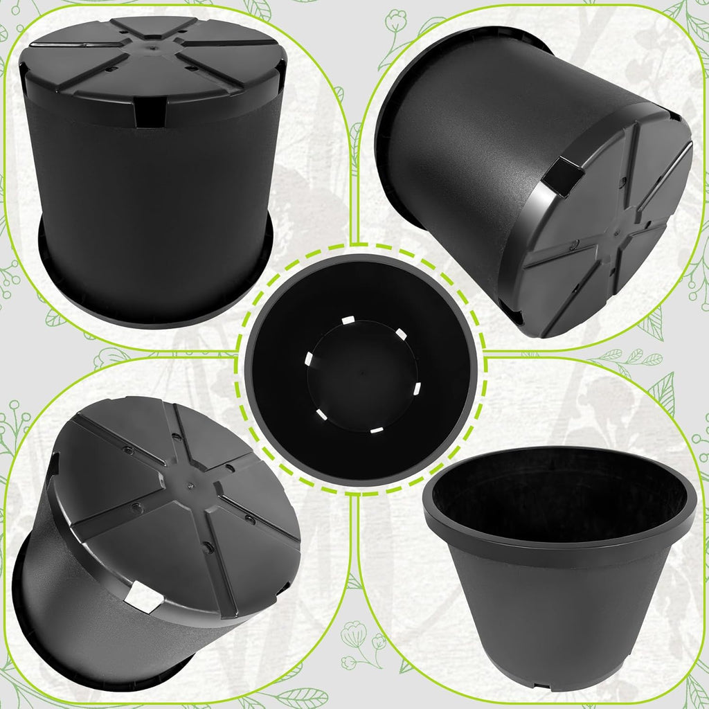 20 Gallon Nursery Pots Plastic Container Injection Molded Pot for Plants Flexible with Drainage Holes Suitable for Plants Soil Growers or Hydroponics Black 5 Pcs