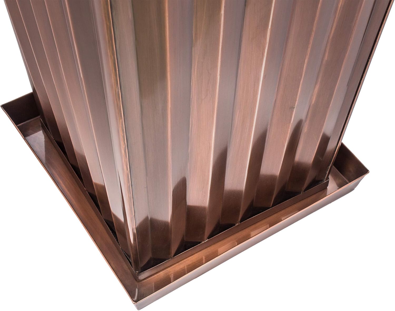 H Potter Patio Deck Flower Ribbed Garden Planter Antique Copper Finish Set of 2 with Trays