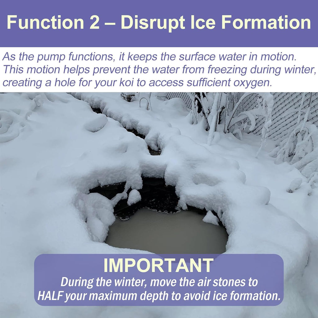 AquaMiracle Koi Pond Aerator Pond Air Pump with Self-Sinking Airline Rubber Air Diffuser, Air Flow Control Pond Deicer All-in-One Pond Aeration Kit for Outdoor Pond 10,000-15,000 Gallons