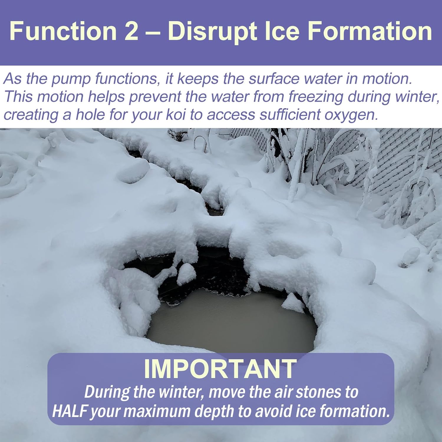 AquaMiracle Koi Pond Aerator Pond Air Pump with Self-Sinking Airline Rubber Air Diffuser, Air Flow Control Pond Deicer All-in-One Pond Aeration Kit for Outdoor Pond 10,000-15,000 Gallons