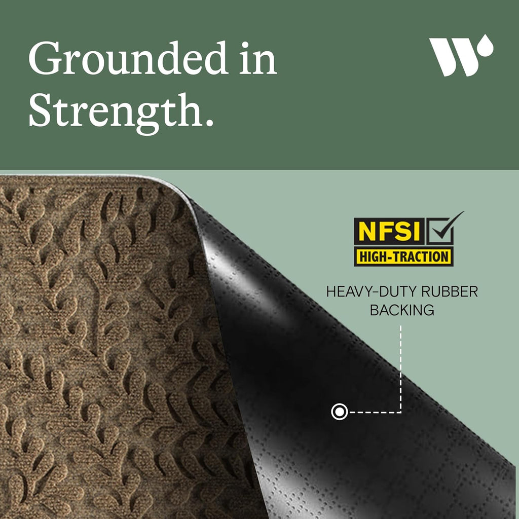 WaterHog Indoor/Outdoor Door Mat, 2' x 3' Made in USA, Durable & Skid-Resistant Front Door Rug, Decorative, Water-Trapping & Heavy-Duty Entryway Floor Mat For Your Home, Boxwood Collection Khaki/Camel