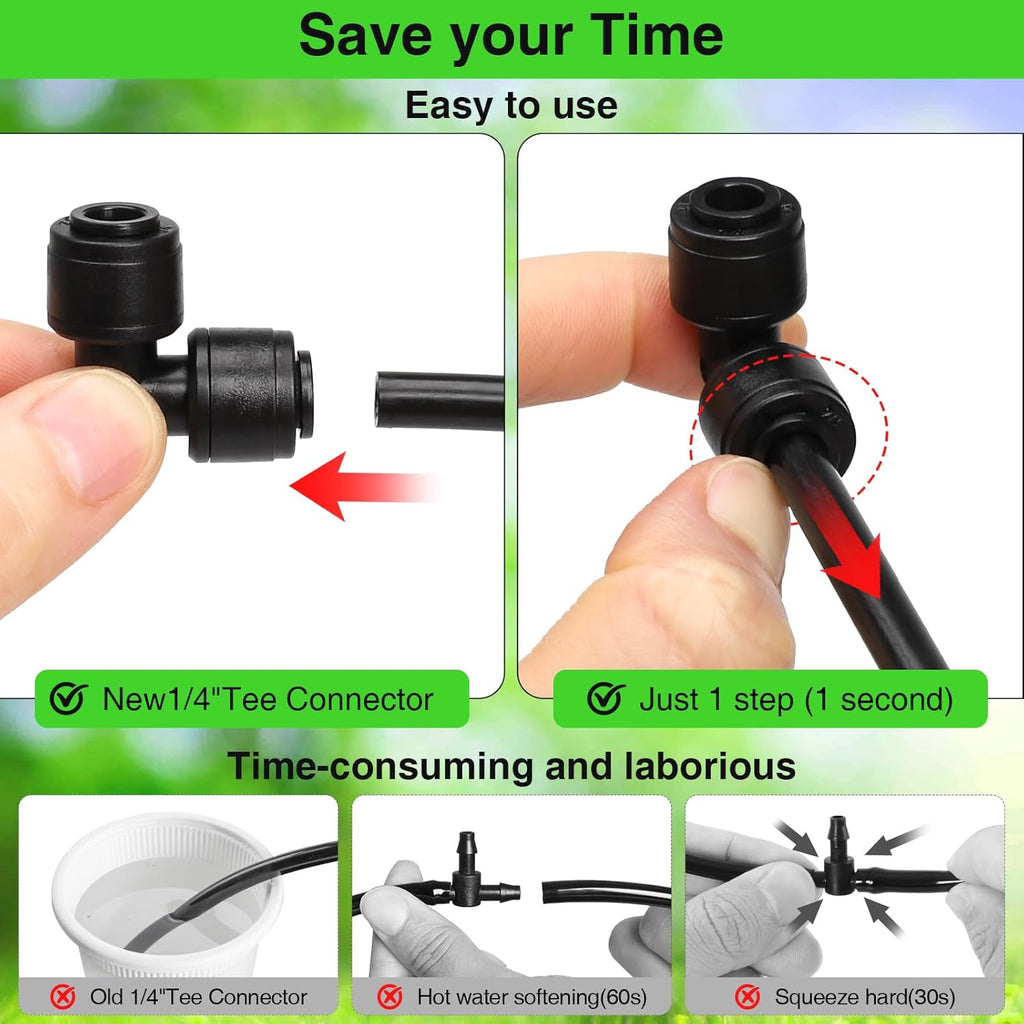 MIXC 24 Pack 1/4" Drip Irrigation Elbow Coupling Connector, Quick Connect Garden Hose Elbow Connector 90 Degree, Leak Free Irrigation Tubing Connectors for Drip Irrigation System