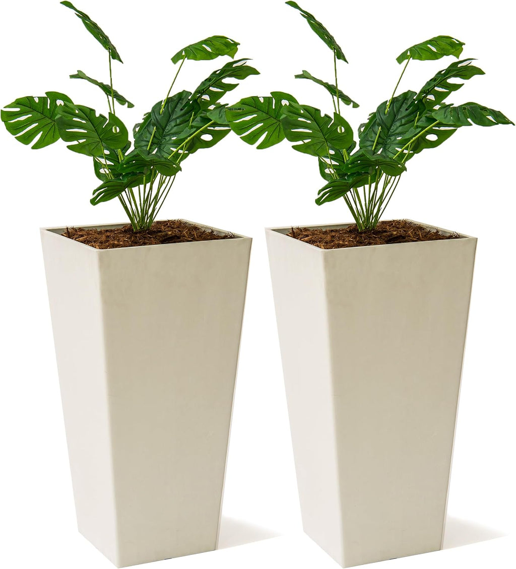 XBrand Modern 28-Inch Square Planter, Modern Tapered Planter Perfect for Indoor & Outdoor, Patio Décor, Set of 2