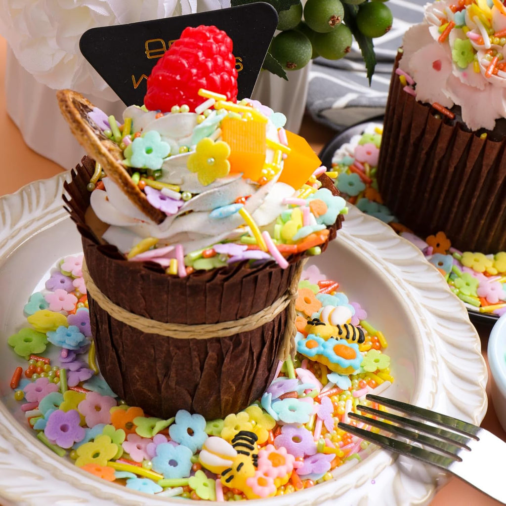 Flower Sprinkles for Cake Decorating, Edible flower and Bee Sugar Mix, Perfect for Cake Decorations, Baking, Ice Cream, Cookies, Cupcake Toppers