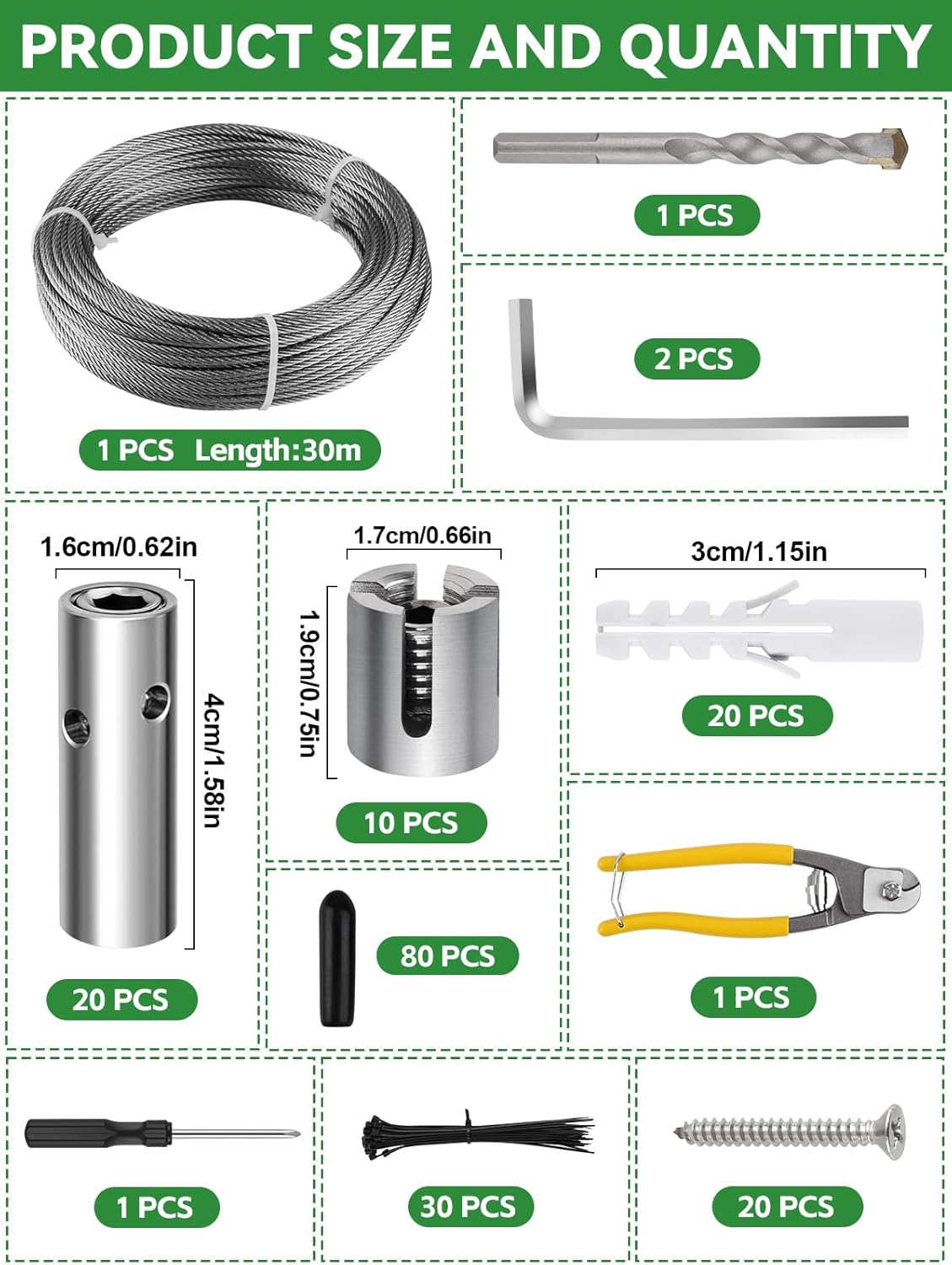 185PCS Wire Trellis for Climbing Plants, Kalolary 100FT Wall Wire Trellis Kit T316 Steel Garden Trellis with Cable & Cutter Wall-Mount Grape Vine Trellis for Outdoor DIY Flower Wall (Cylindrical)