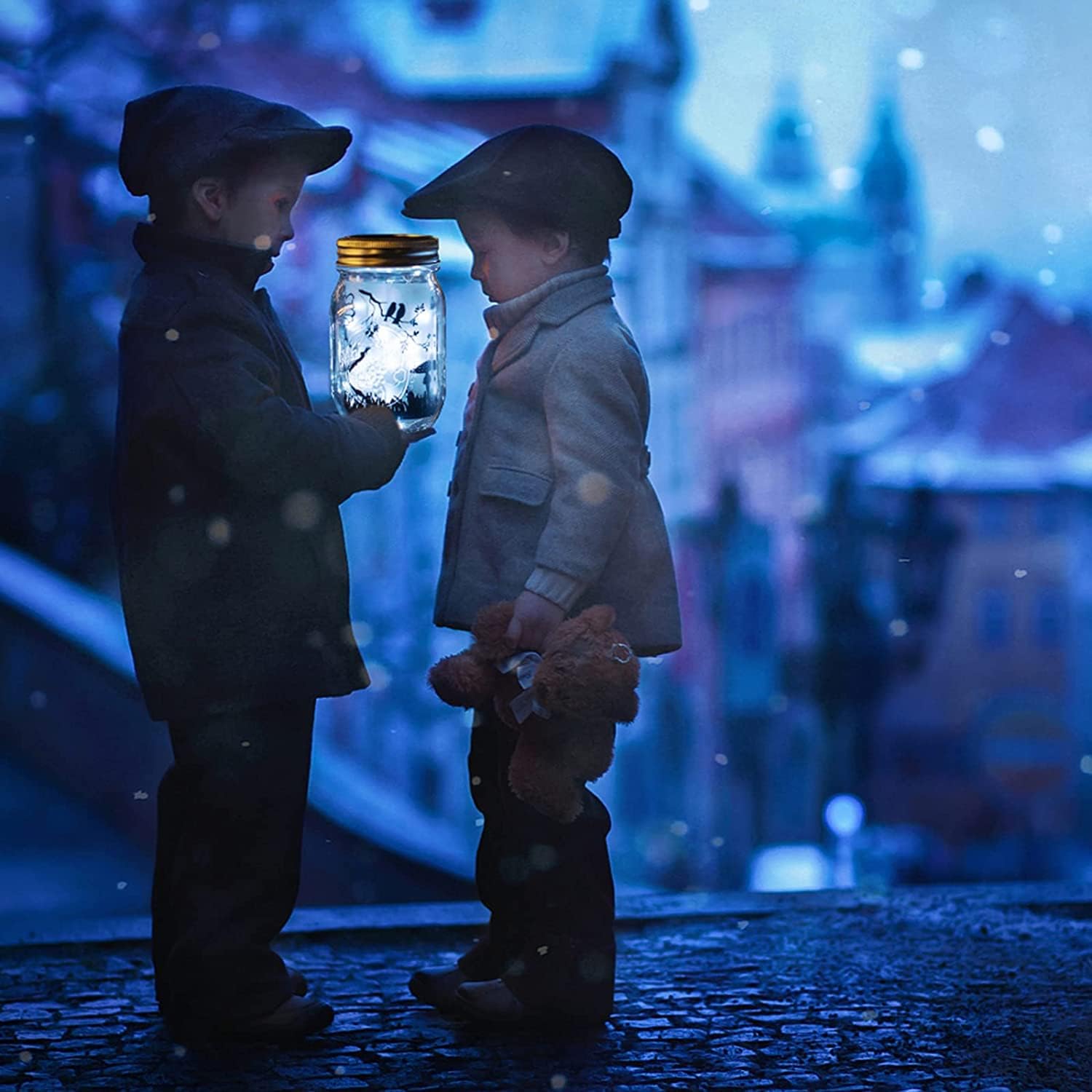 Solar Mason Jar Lights Lids, 8 Pack 30 Led Fairy Lights(Jars Not Included), Outdoor Hanging Mason Jar Solar Lights, Fairy in a Jar Solar Firefly Lights for Patio Garden Table Decor