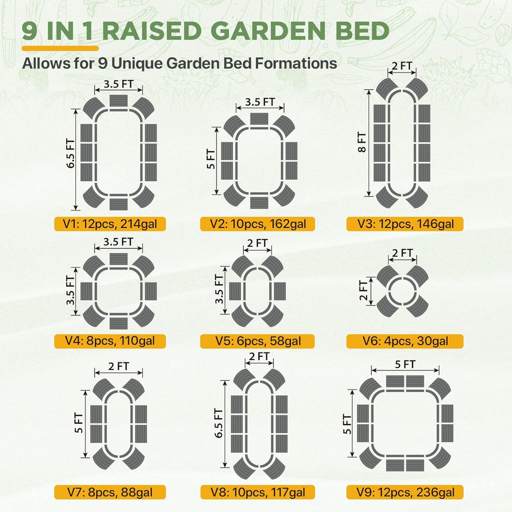 EAGLE PEAK 9 in 1 Modular 17in Customizable Elevated Raised Garden Bed Kit with Multiple Configurations, Outdoor Metal Planter Box Steel Flower Bed, Pearl White