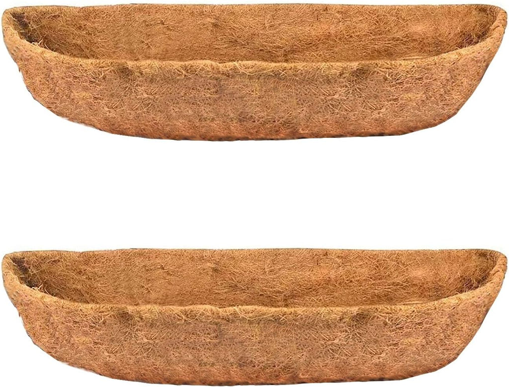 2 Pcs Garden Coconut Planter Liner - Preformed Window Box Natural Trough Coco Coir Mats (36 Inch)