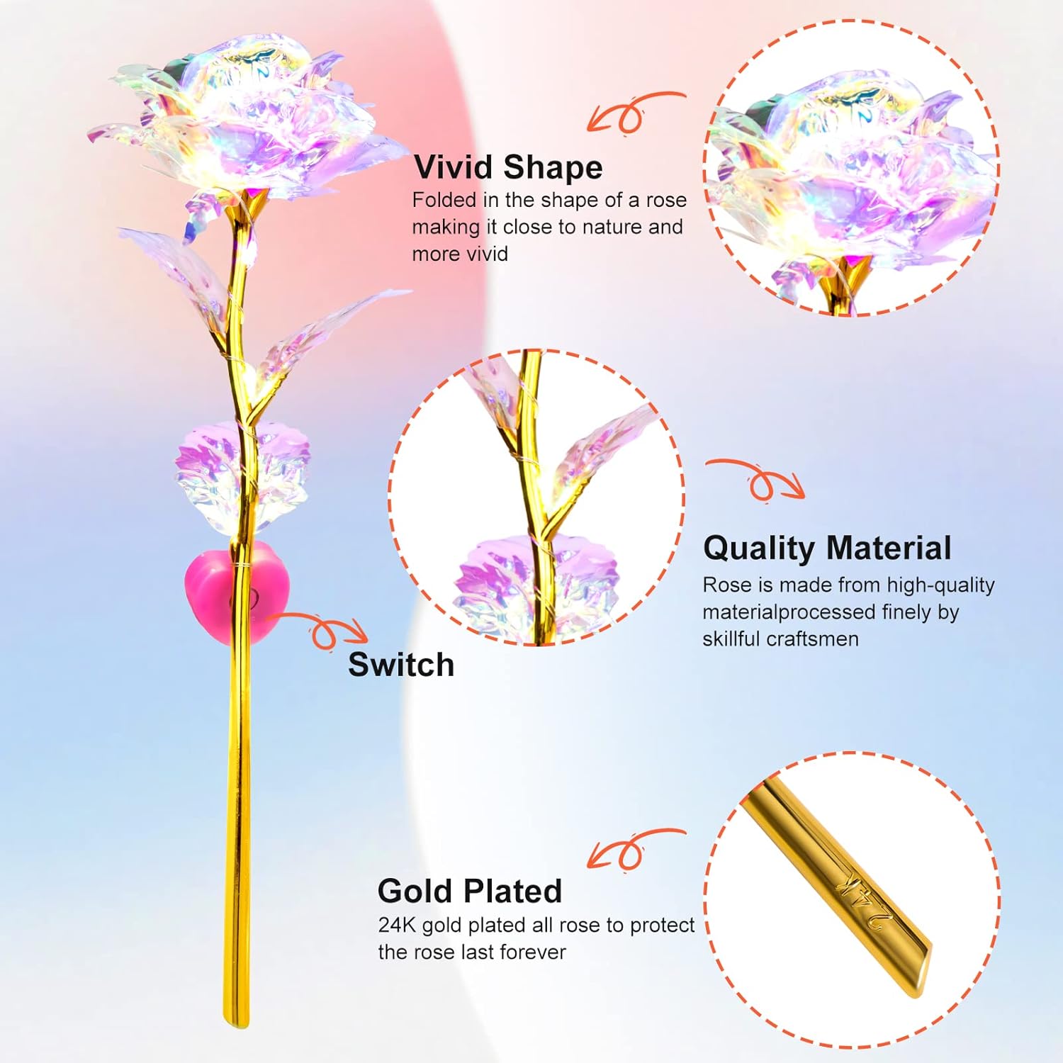 Mothers Day Mom Gifts for Women Birthday Gifts for Women Galaxy Rose Glass Flowers Forever Eternal Roses Artificial LED Flowers Gifts for Grandma Wife Daughter