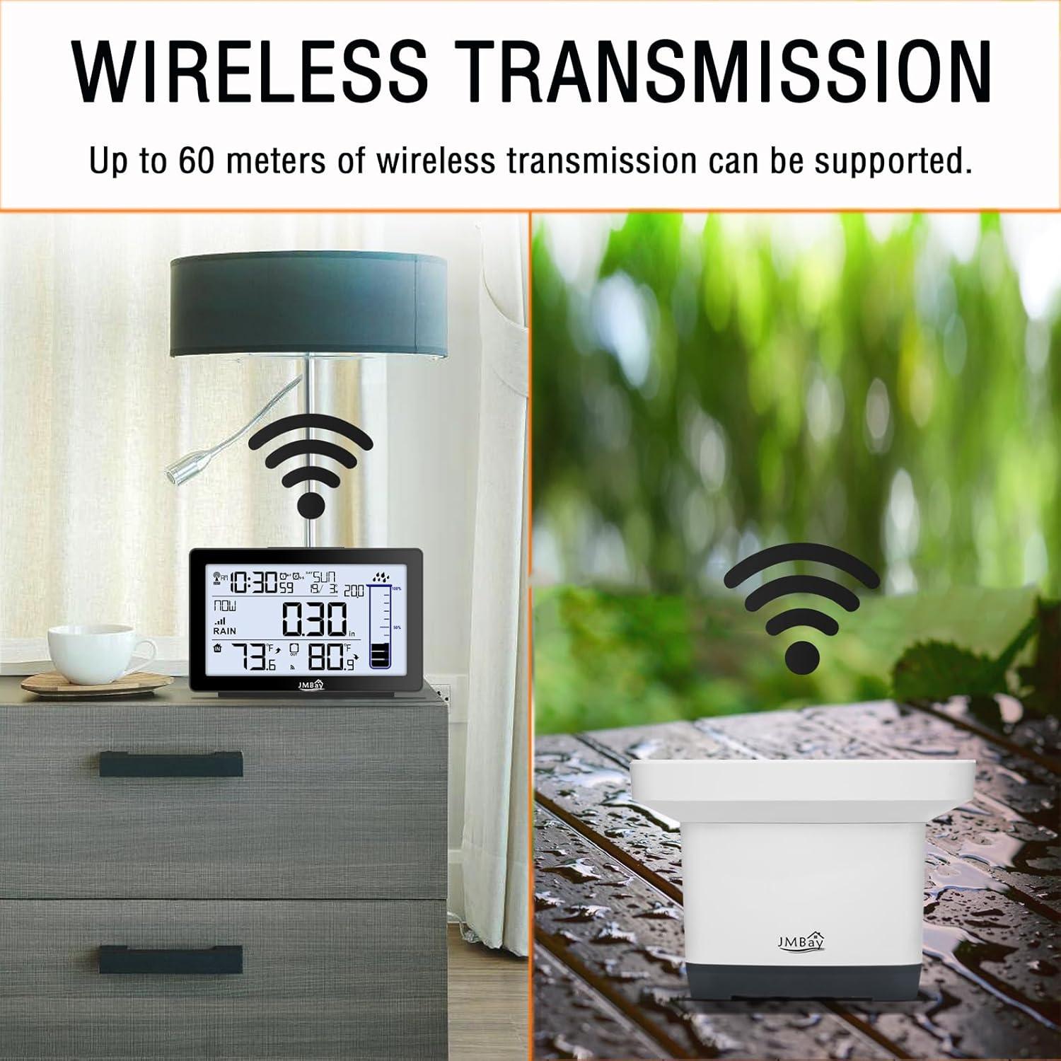 Digital Rain Gauge Outdoor with Thermometer, Self-Emptying Wireless Rain Gauges Outdoors Best Rated, High Precision Electronic Remote Rain Collector, Freeze Proof Automatic Rain Measure Gauge for Yard