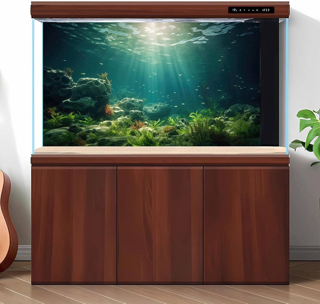 Under The Sea Aquarium Background Deep Sea Aquatic Plants Fish Tank Background Underwater Rock Sunray Terrarium Backgrounds Tropical Fish Deep Ocean Floor Fish Tank Backgrounds 48x18in