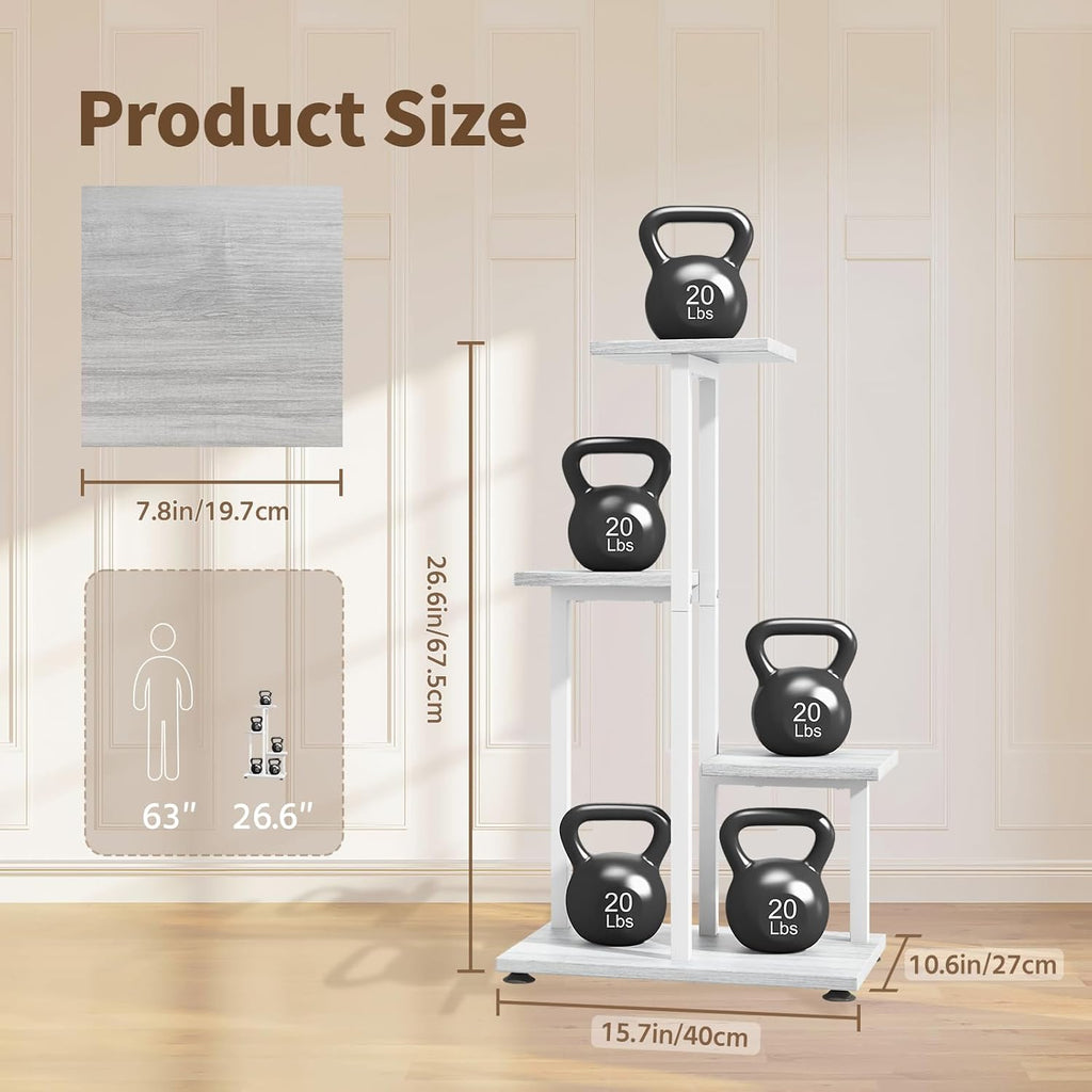 LASZOLA White 4 Tiered Wood Plant Stand Indoor for Large Heavy Duty Planter, Sturdy Multi Level Corner Vertical Flower Rack for Narrow House, Rustic Tall Orchid Shelving Holder for Decor, Space Saving