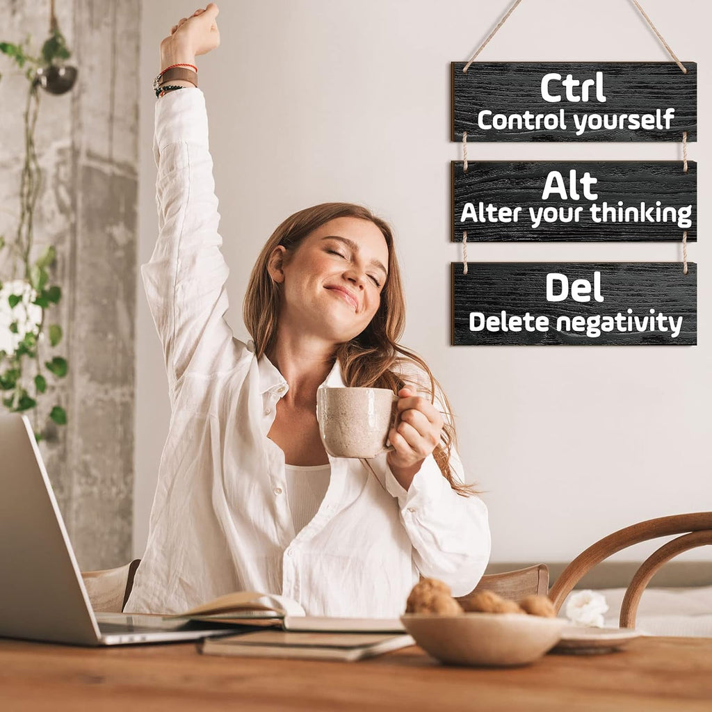 Office Wall Decor Inspirational Wall Art for Motivational Plaques Rustic Wooden Hanging Decor Positive Saying Quote Sign Art for Home Office Living Room(Black)