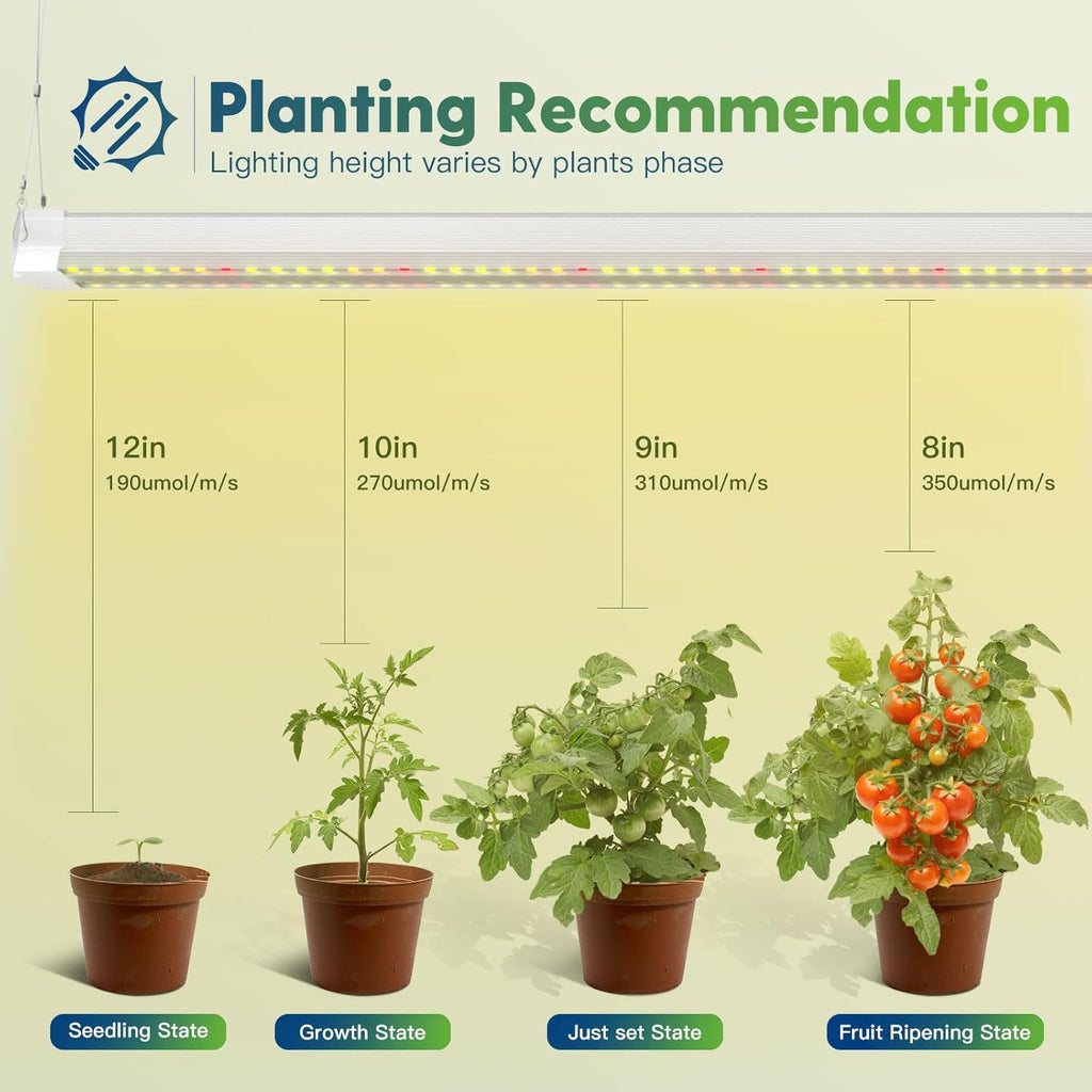 FREELICHT 4 Pack 4FT LED Grow Light with Timer, 40W (250W Equivalent), Full Spectrum Grow Lights for Indoor Plants with 9/12/15H Timer, Linkable Plant Growing Lamp for Hydroponic Plants Seeding Veg