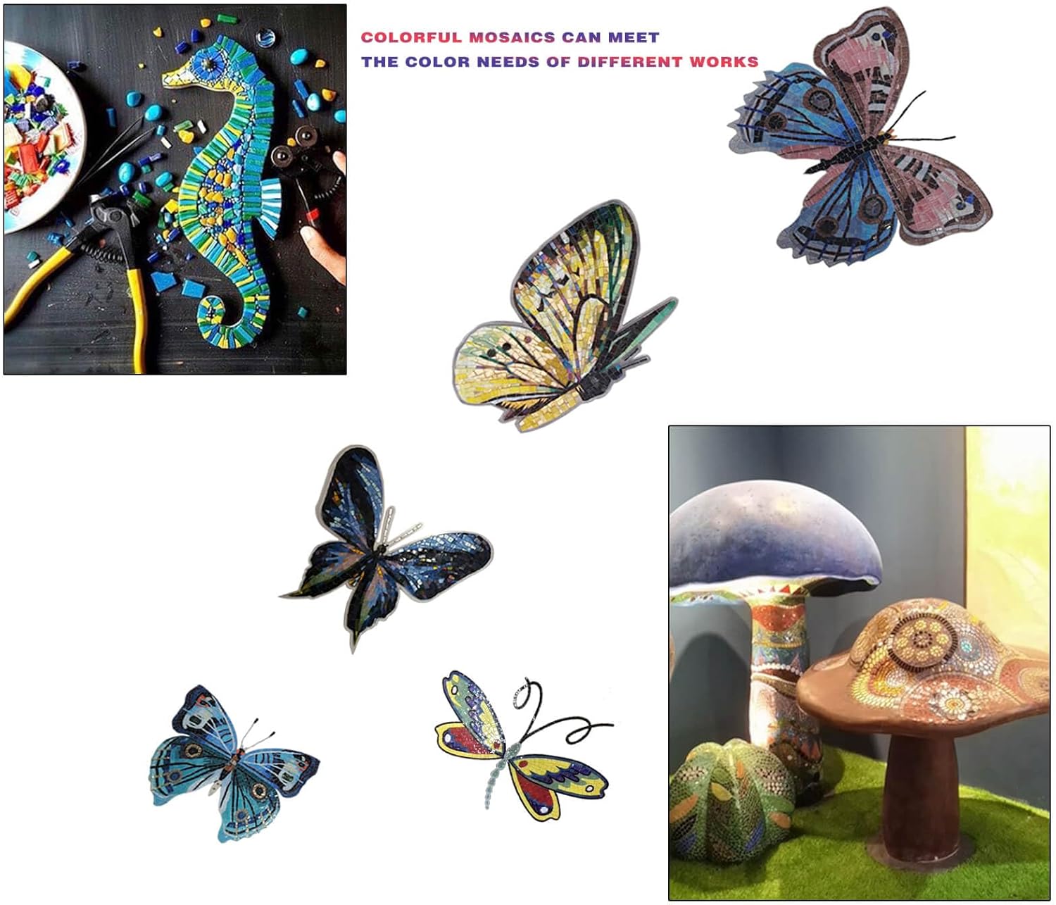 SMEIINIK 1.1lb Bulk Single Iridescent Color Mosaic Tiles for Crafts, Glass Mosaic Pieces for Mosaic Puzzles, Stained Glass Tiles for Mosaic DIY, Mosaic Making Supplies (WJ48-8)