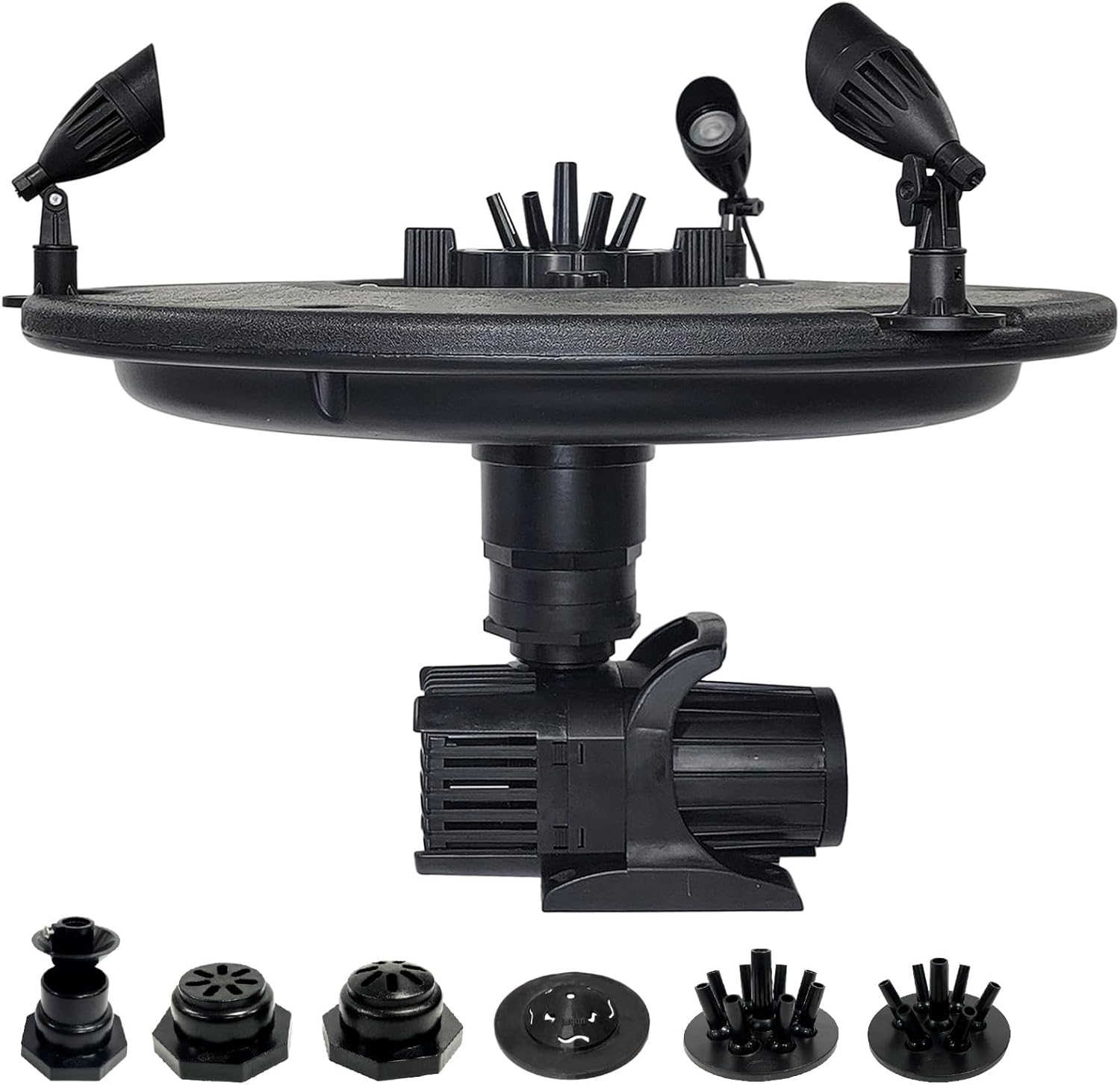 HALF OFF PONDS Floating Fountain – 1/3 HP Pond Aerator, 100' Cord – 5,200 GPH Water Pump – 9 Spray Patterns - Color-Changing LED Lights - for Ponds & Water Gardens