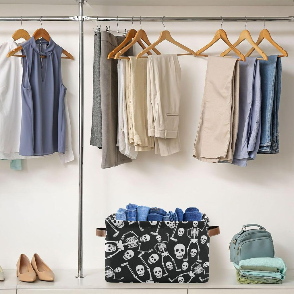 Skull Rectangular Storage Basket Organizer Bin Shelf Baskets For Clothes Gifts For Home Office Dorm