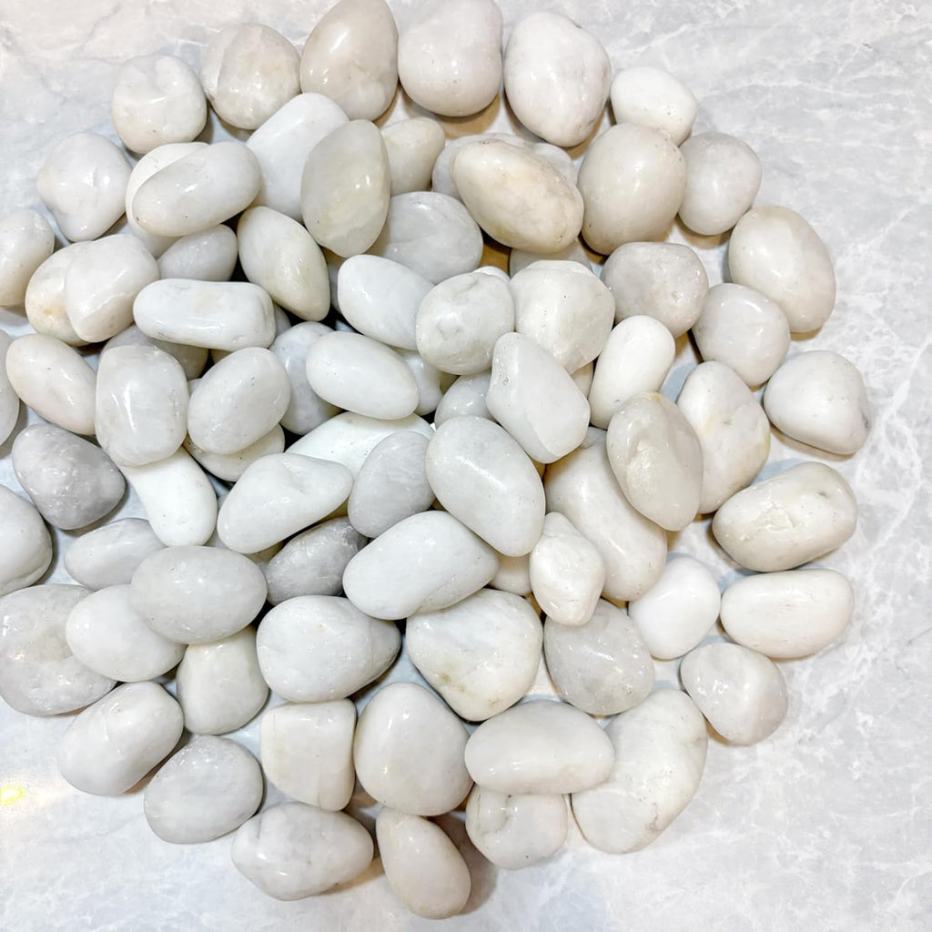 20lbs River Rocks, 1-2Inch Decorative Ornamental Natural Pebbles for Garden Couryard Landscaping Stones, Gravel Filler for Fish Tank,Vases,Home Decor,Aquariums,Animal Habitat, White