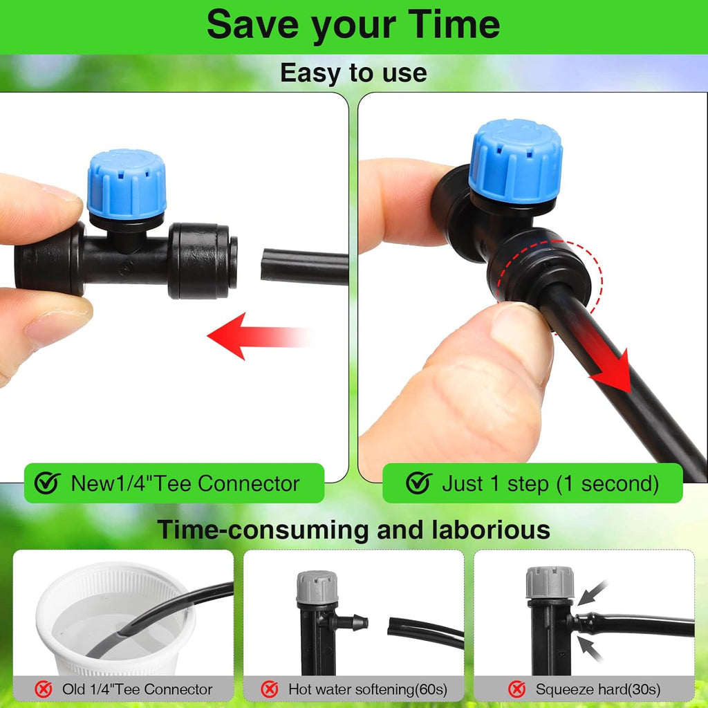 MIXC 24 Pack 1/4" Drip Irrigation Emitters, Adjustable 360° Drip Emitters for 1/4" Tubing, Leak-Proof Water Drippers, Perfect for Potted Plants, Greenhouse & Outdoor Watering Systems