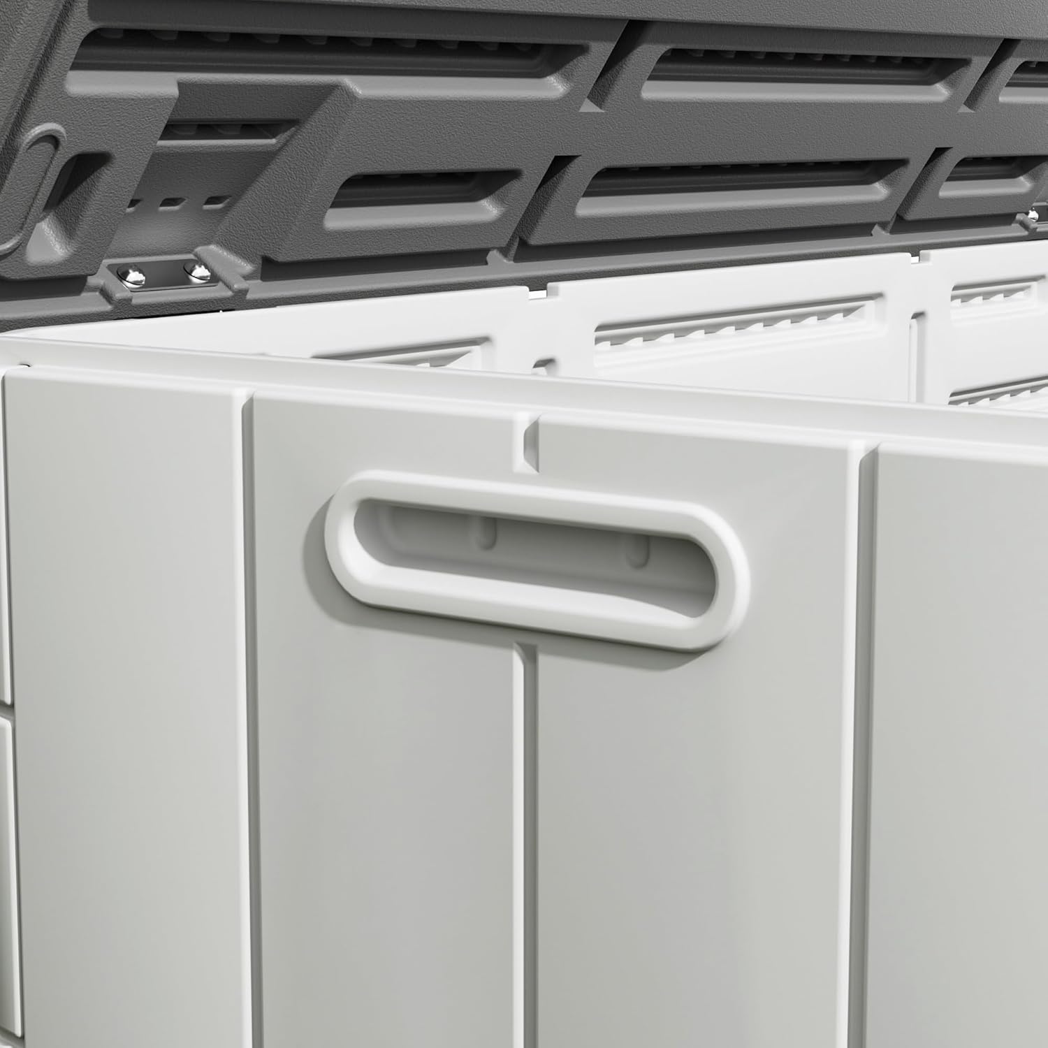 100GAL White Resin Deck Box with Wheels – Lockable, Waterproof, SGS-Tested UV Resistance, Spacious Outdoor Storage for Patio Cushions & Pool Gear, Easy Assembly