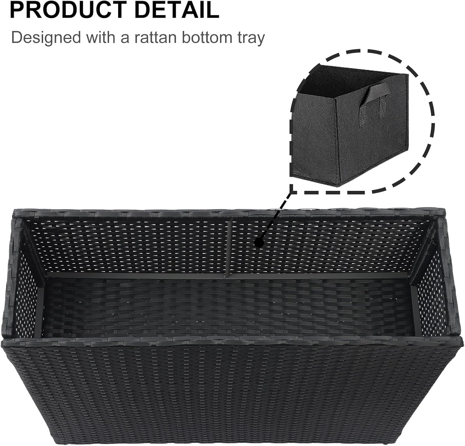SUNNYPARK Tall Rectangular Planter with Removable Liner, All-Weather PE Rattan Large Modern Planters Indoor Outdoor Flower Plant Pots Garden Box Patio Yard Front Porch Deck