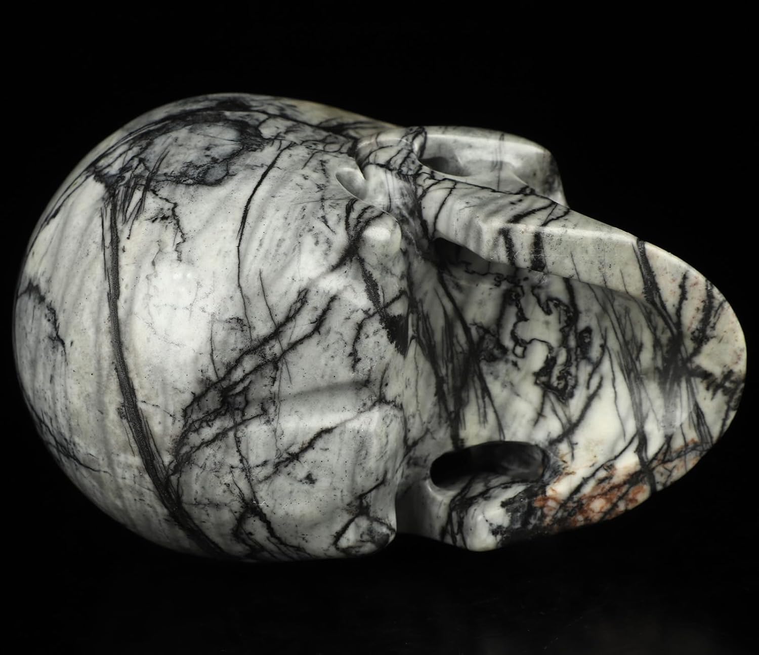 Skullis 5.0”Picasso Jasper Crystal Skull, Hand Carved Gemstone Fine Art Sculpture, Reiki Healing Stone Statue.3159