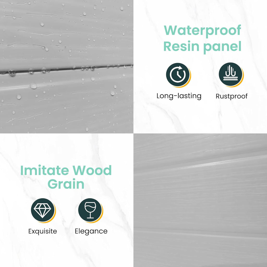 UDPATIO Outdoor Resin Storage Shed 6x4.5 FT, Plastic Garden Shed for Bike, Garbage Can, Tool, Outside Sheds with Lockable Door for Backyard, Patio, Lawn, Grey & White