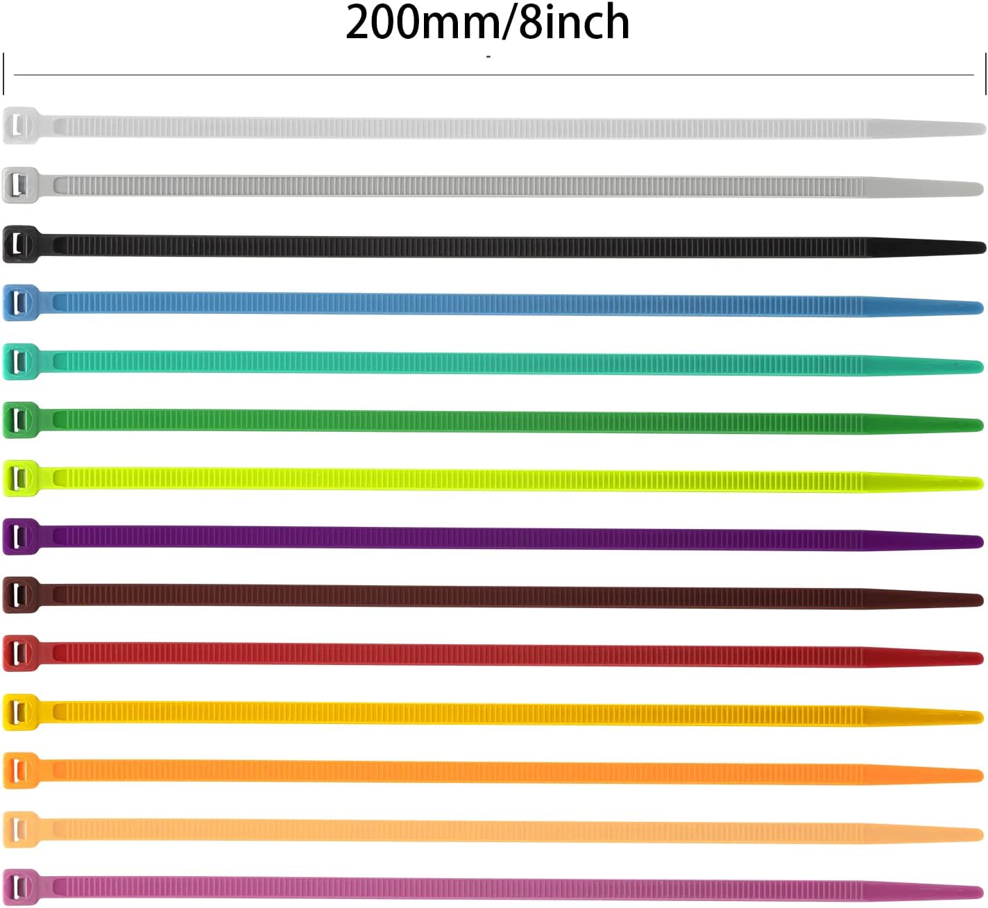 XINGO 100PCS Cable Zip Ties Heavy Duty, Premium Nylon Plastic Wire Ties with 50 Pounds Tensile Strength, Self-Locking Black Nylon Zip Ties for Indoor and Outdoor (8 inch, Purple)