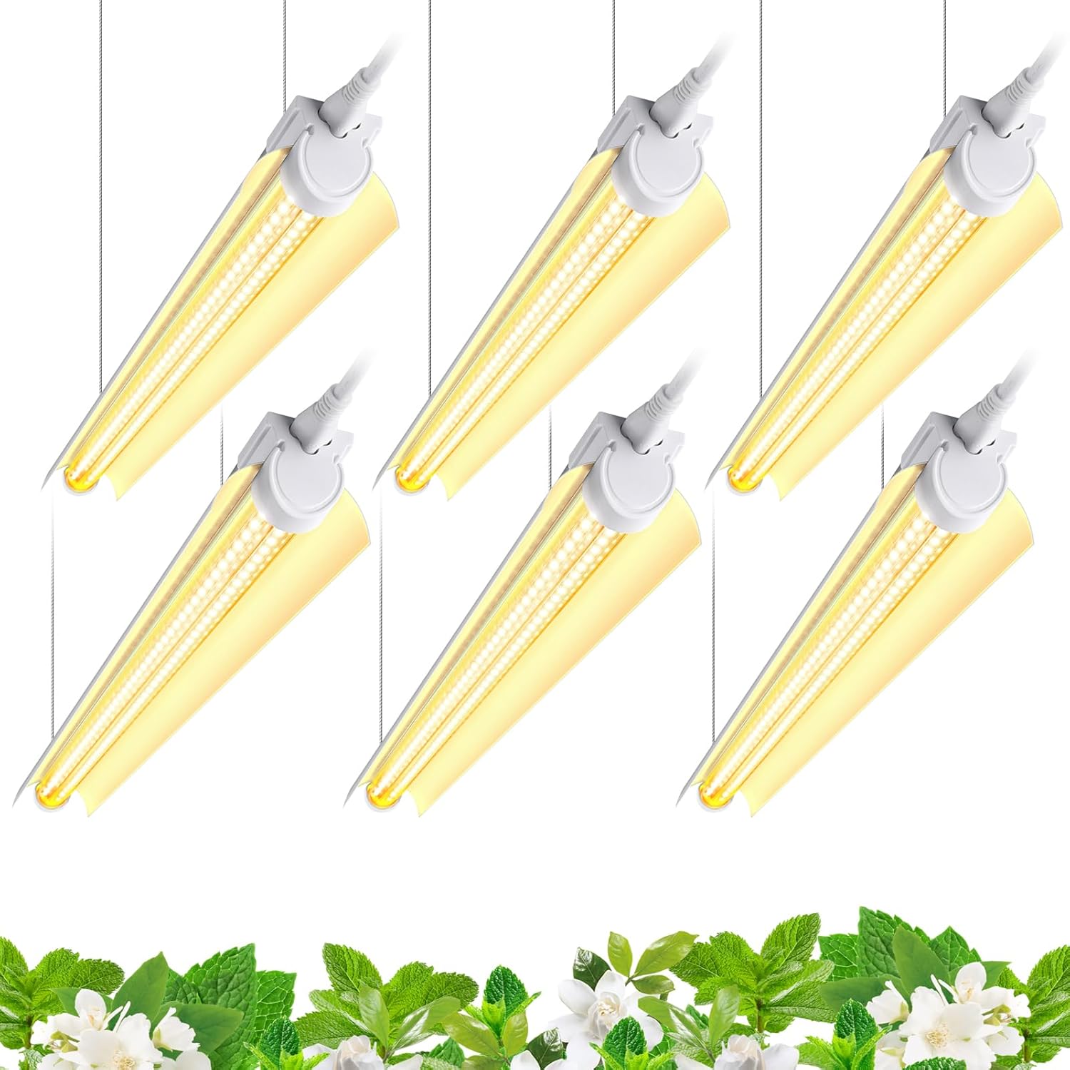 Barrina T8 Plant Light, 144W(6 x 24W), 800W Equivalent, 2FT Super Bright, Full Spectrum, led Grow Light, Integrated Growing Lamp Fixture, for Indoor Plants, 6-Pack