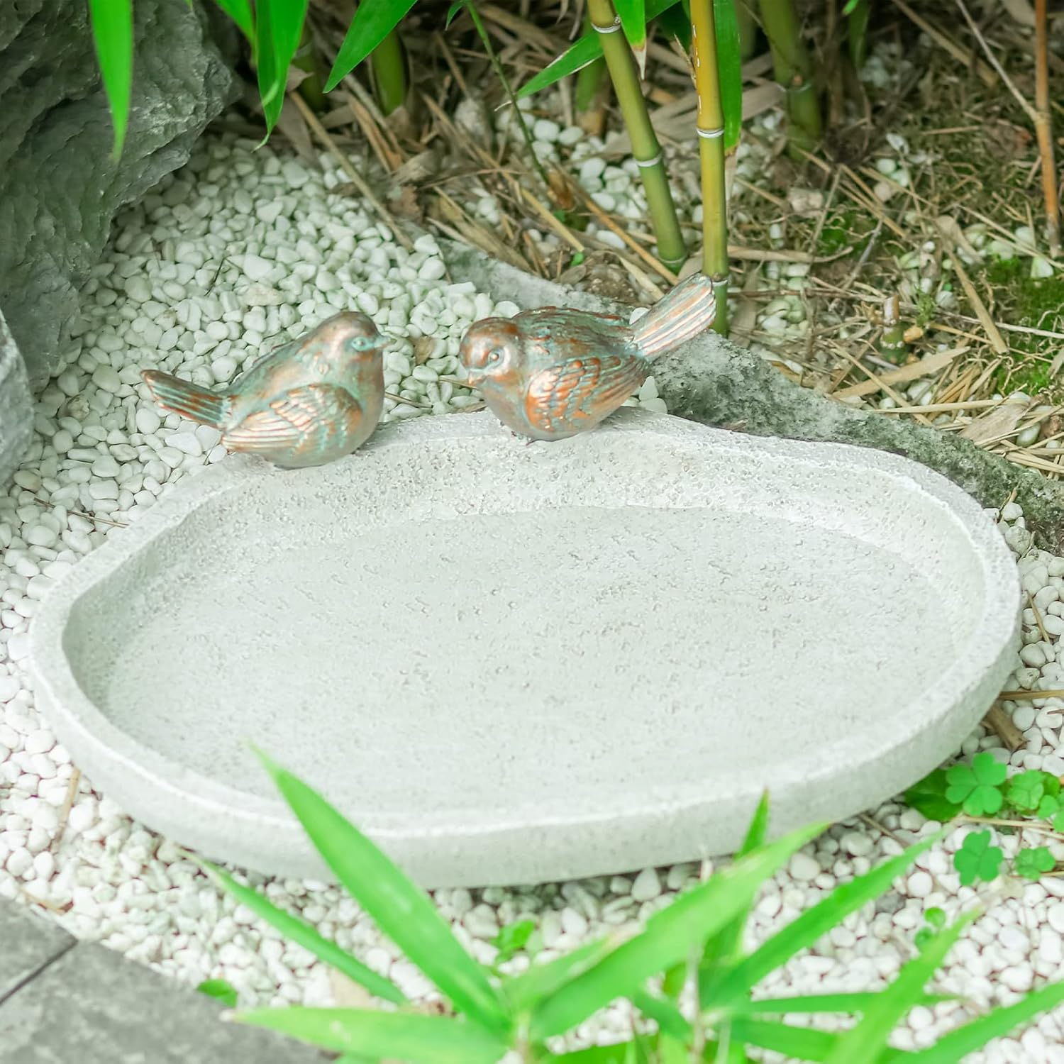 MUMTOP Bird Baths for Outdoors, Outdoor Garden Bird Bath Resin Birdbath Bowl with Vintage Bird Ornament for Outside Yard Table Decor