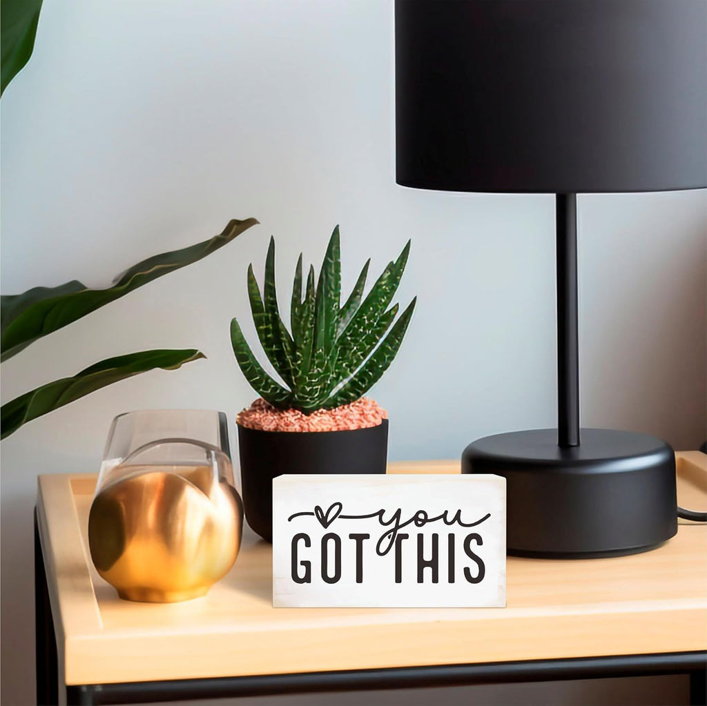 Rustic Wooden Block Sign - You Got This - 5"X3" Pine Wood Plaque, Home & Garden Decor, Housewarming Gift For Friends, Desk & Tabletop, Shelf Accessories - A18