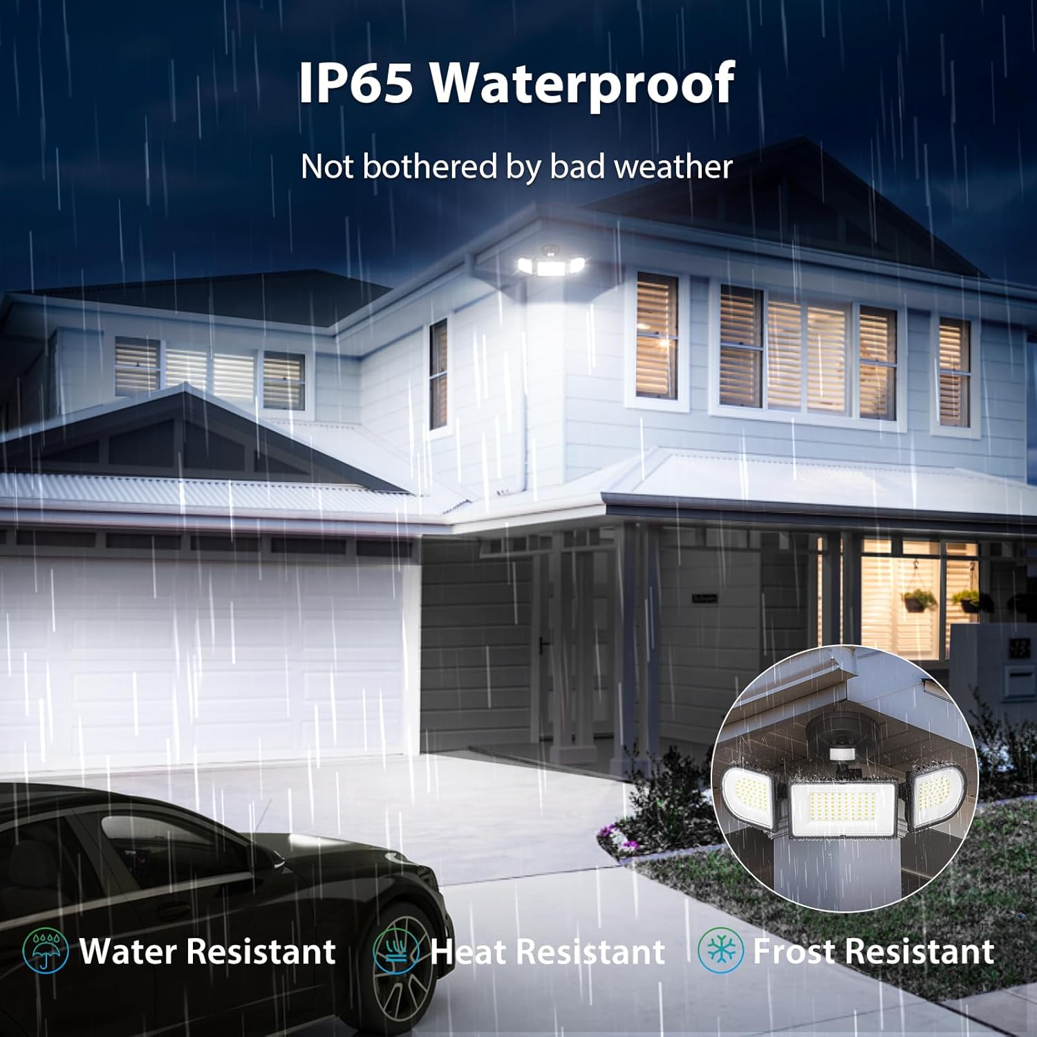 iMaihom 100W Motion Sensor LED Security Light, 9000LM Super Bright Flood Lights Outdoor, 6500K Exterior Floodlight, IP65 Waterproof, 3 Head Adjustable Motion Detector Light for Yard Garage (Brown)