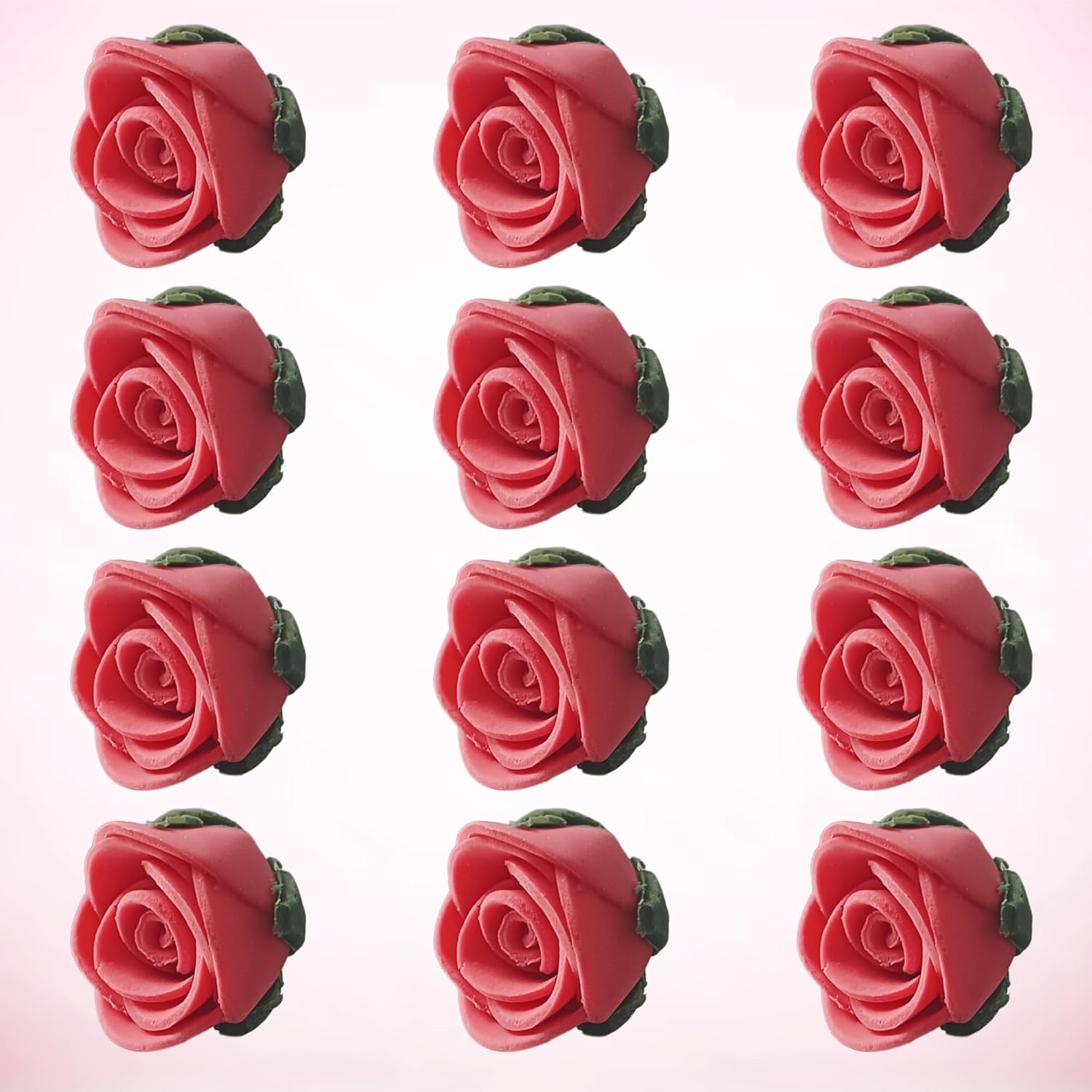 Confect Edible Flower | Edible Old Rose Flower for cake decorations | Edible Flower Cupcake Toppers | Cupcakes & Doughnut Edible Toppers | Flamingo Old Rose Sugar Flower- Pack of 12