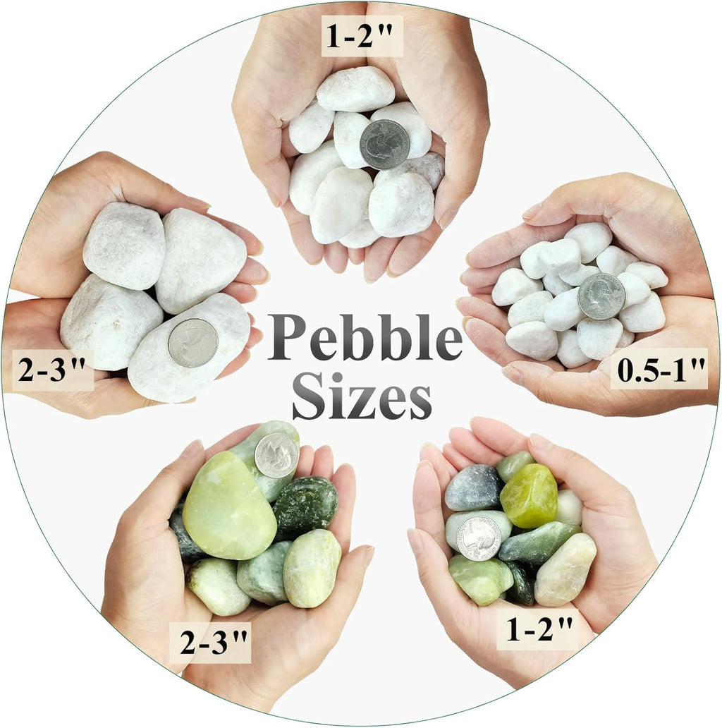 20 lbs White Stones for Landscaping, 1-2 Inch Pebbles Decorative River Rocks for Plants Indoor, Vases, Aquariums Gravel, Crafting and Garden