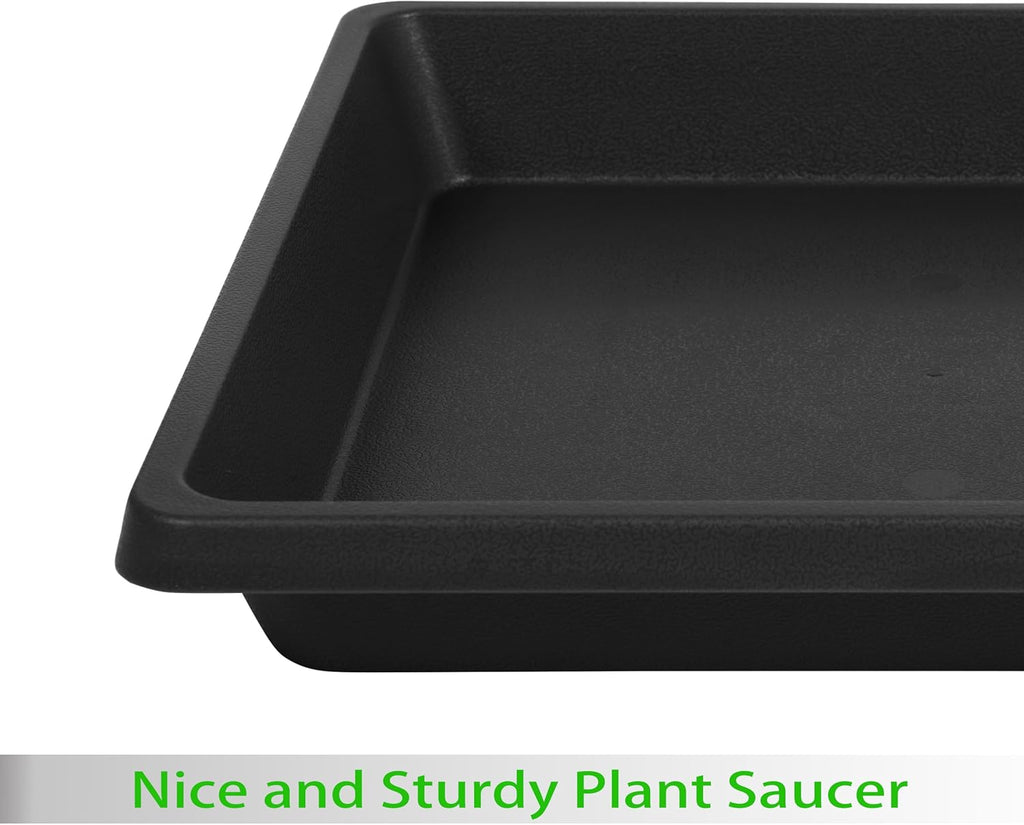 16 Inch Square Plant Saucer 4 Pack, Plant Saucers for Indoors, Large Heavy Duty Plastic Flower Plant Trays for Pots, Under Plant Water Catcher Tray for Potted Plants Outdoors Planter Water Tray