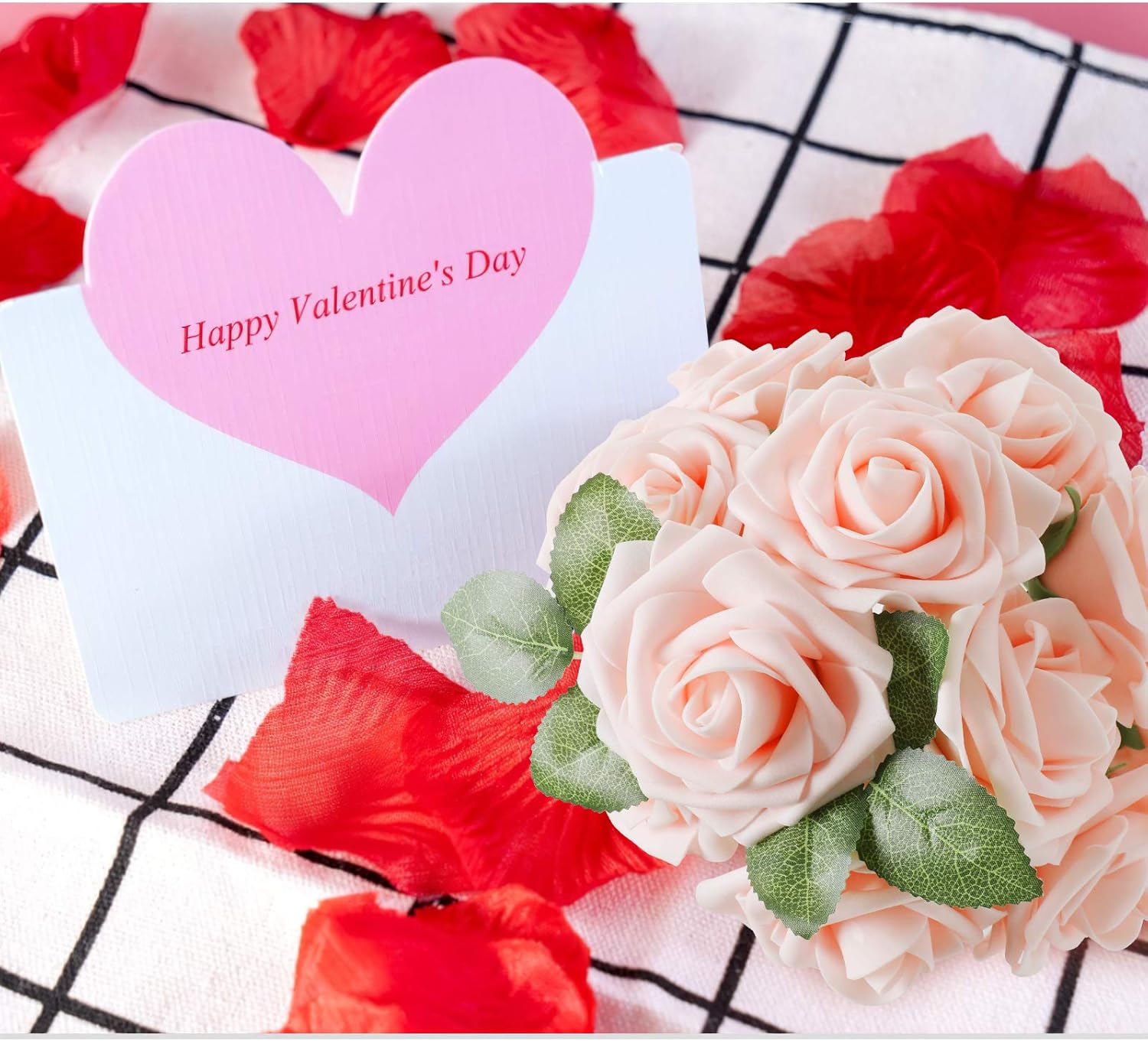 AmyHomie Artificial Flowers Blush Pink Rose 100pcs Real Looking Fake Roses w/Stem for DIY Wedding Bouquets Centerpieces Arrangements Party Baby Shower Home Decorations