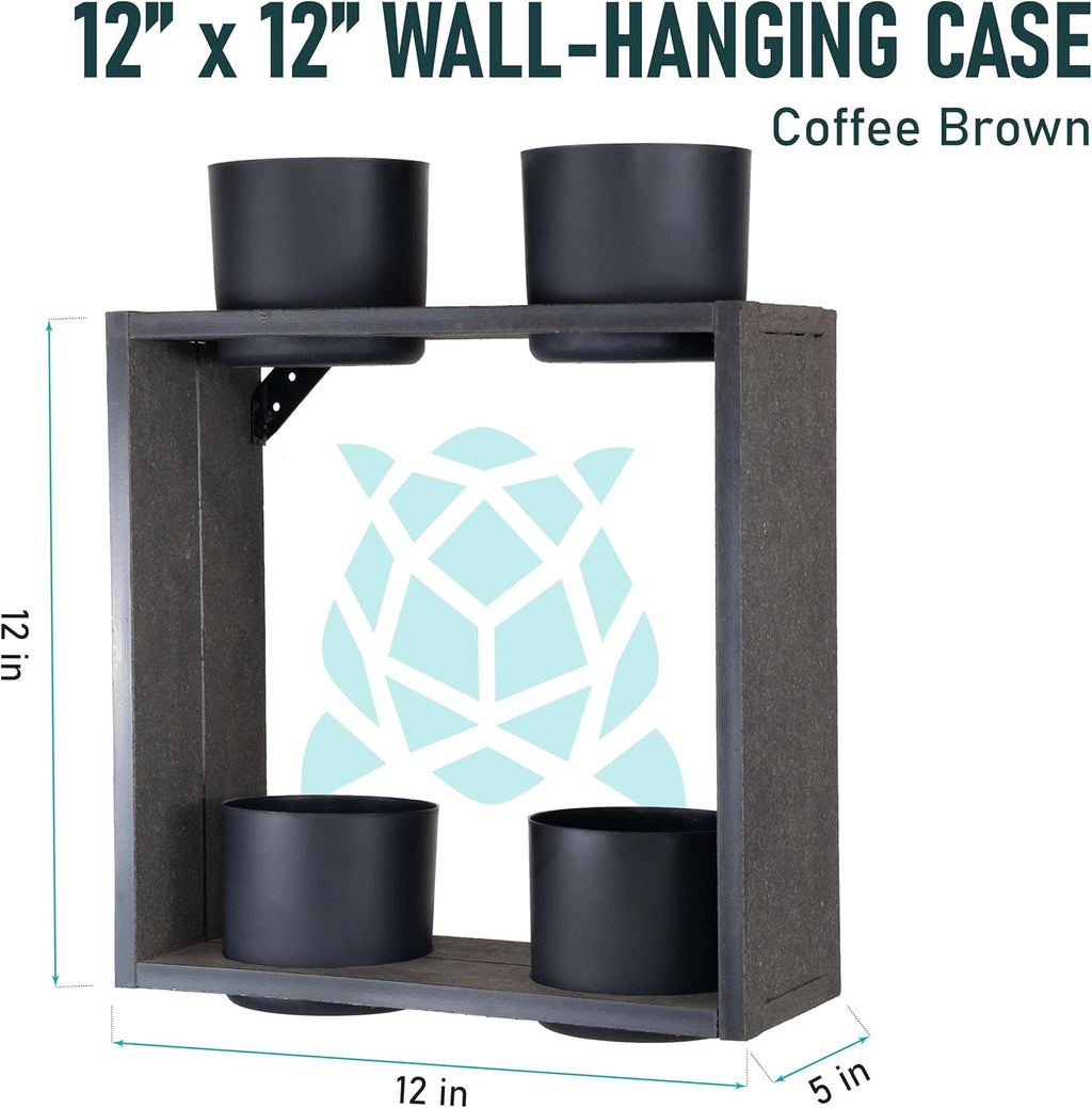 Urban Garden Decor with Pots Included, Case Planters for Indoor Outdoor Plants, Hanging Flowerpots, Wall Hanging Plant Holder Window Plant Shelves (Coffee Brown, Case)