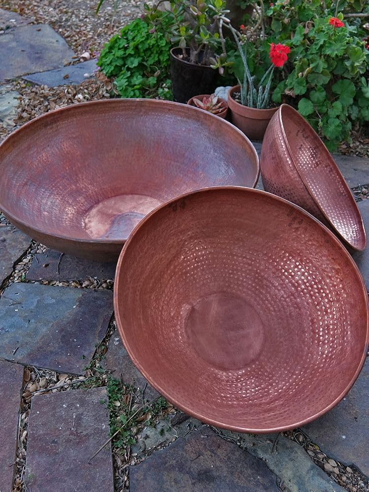Nutshell Stores Hand Hammered Copper Basin - 18 Inch