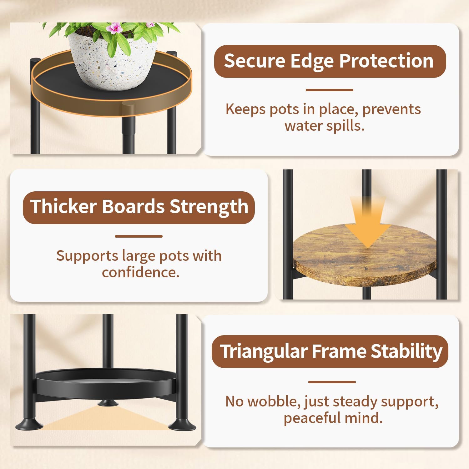 LASZOLA 4 Tier Black Plant Stand Indoor for Large Tall Heavy Duty Flower Planter, Metal Vertical Multi Level Rack for Narrow Floor Corner, Sturdy Round Holder Organizer, Modern, Mid Century, Farmhouse