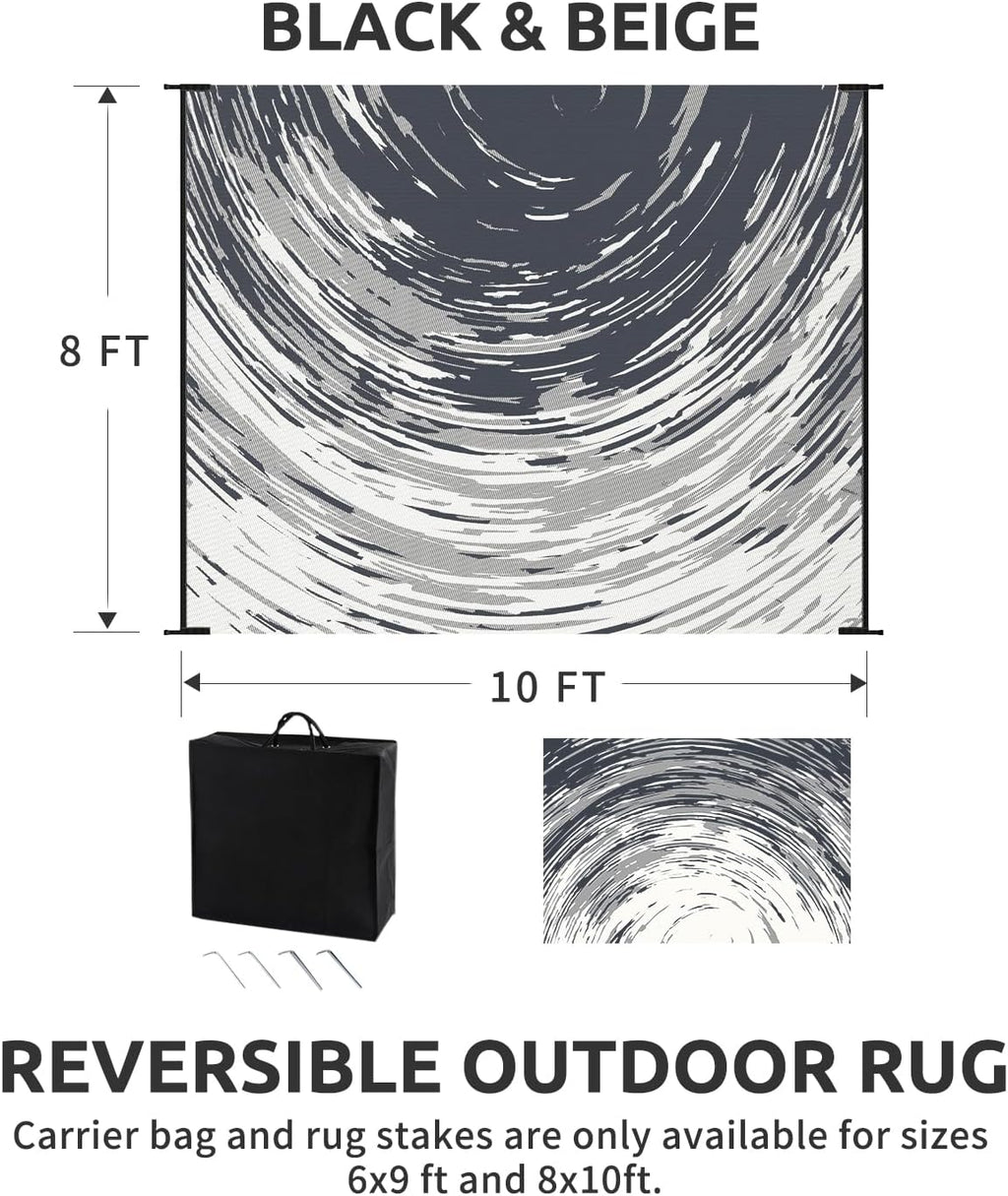 COCOER Modern Outdoor Rug 8x10 Reversible-Waterproof Outdoor Patio Rug-Quick Dry Outdoor Area Rugs Indoor Outdoor Rugs-Outside Rug Patio Decor for Porch Deck Balcony Backyard