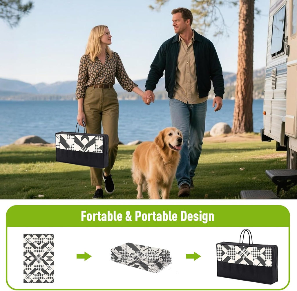 WILDROOTS 5x8 Feet Houndstooth Plastic Outdoor Rug, Stain Resistant Waterproof Reversible Outdoor Patio Rug, Fade Resistant Camping Rug