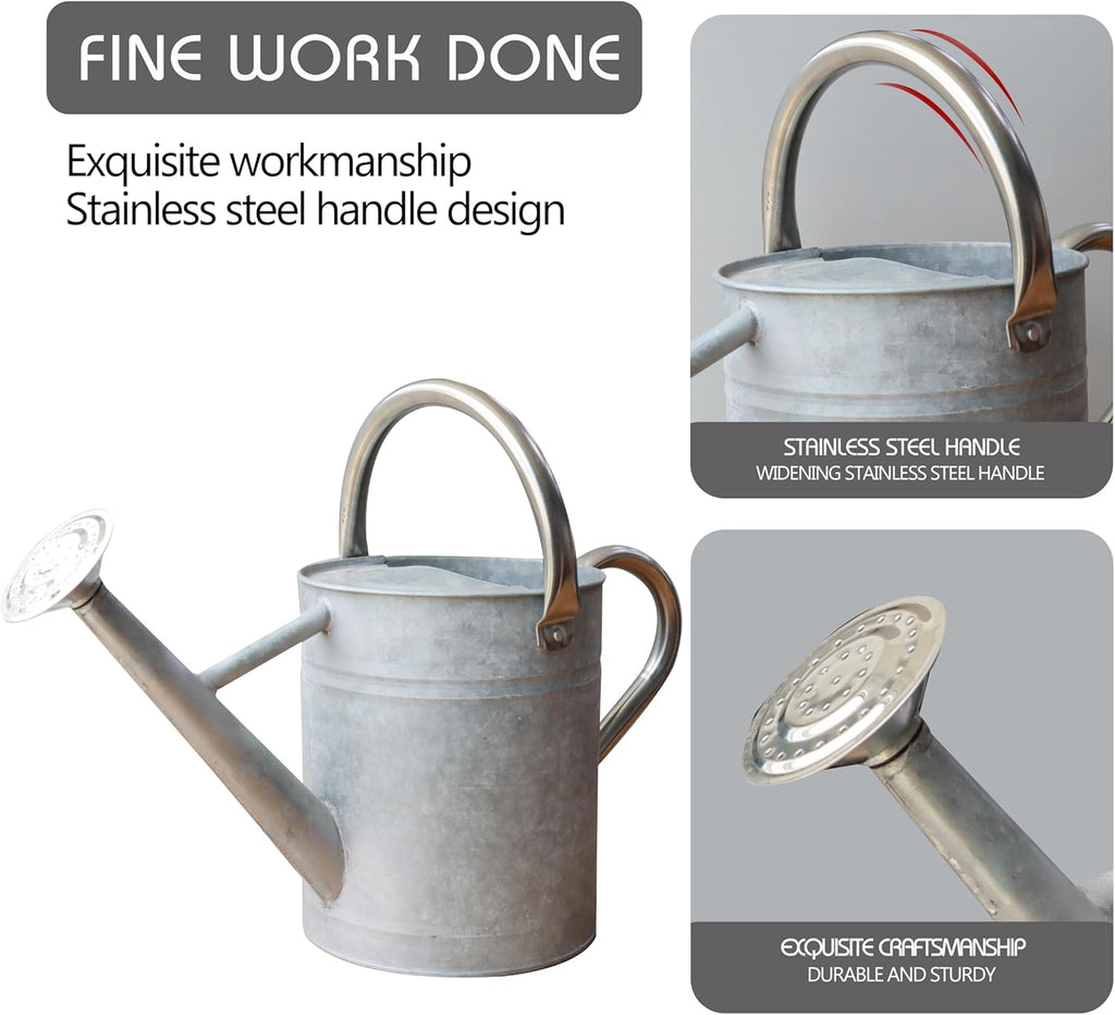 Metal Watering Can for Outdoor and Indoor Plants, Watering Can Decor, 1 Gallon (Zinc Stainless Steel Handle)