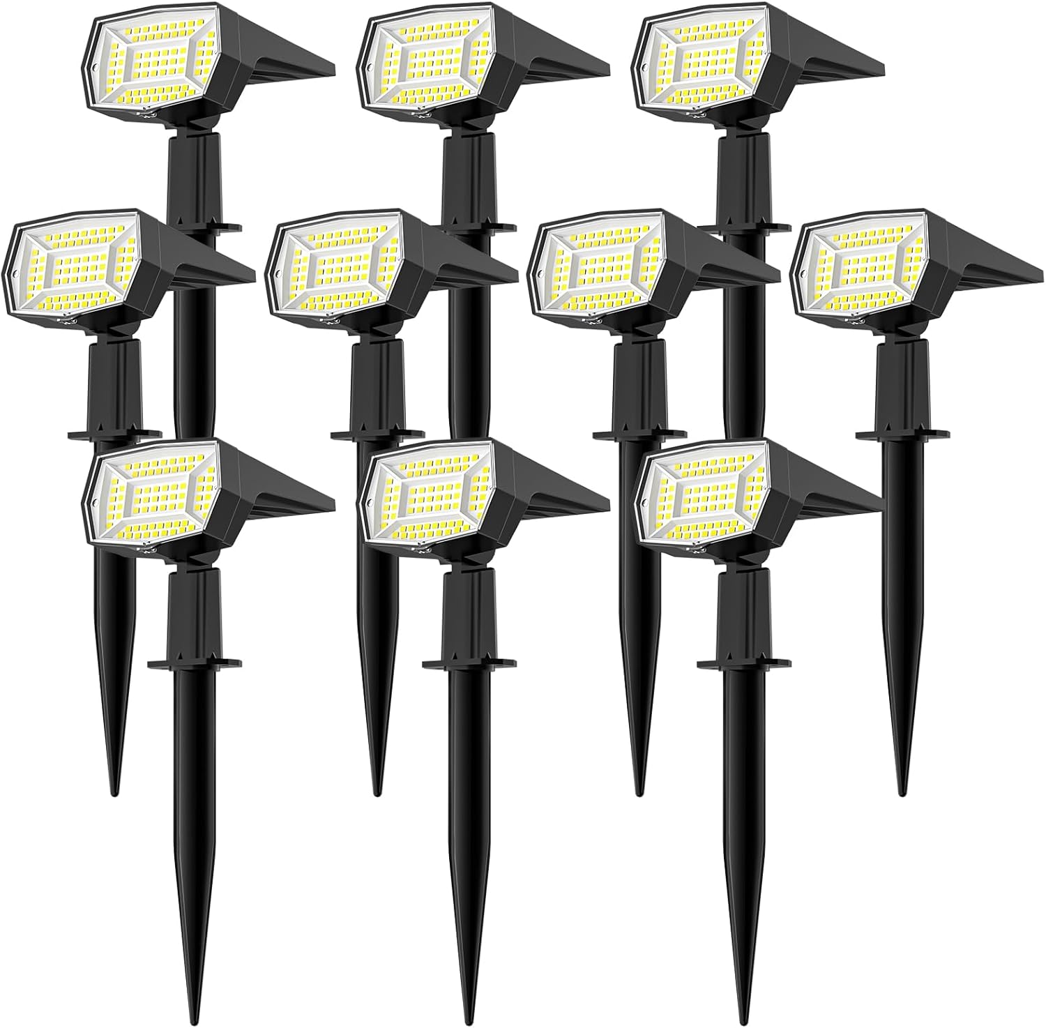 Fabrito 72 LEDs Solar Spot Lights Outdoor Waterproof, 3 Modes Landscape Spotlights, Dusk to Dawn Solar Powered Flood Wall Lights for Outside, Solar Garden Lights for Yard Porch 10 Pack (Cool White)